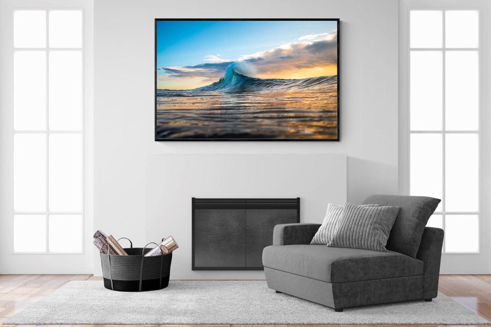 Wave Flare-Wall_Art-150 x 100cm-Mounted Canvas-Black-Pixalot