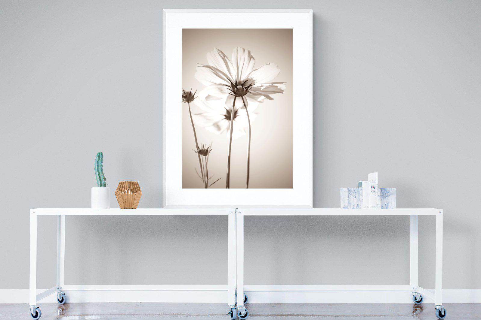 White Cosmos-Wall_Art-90 x 120cm-Framed Print-White-Pixalot