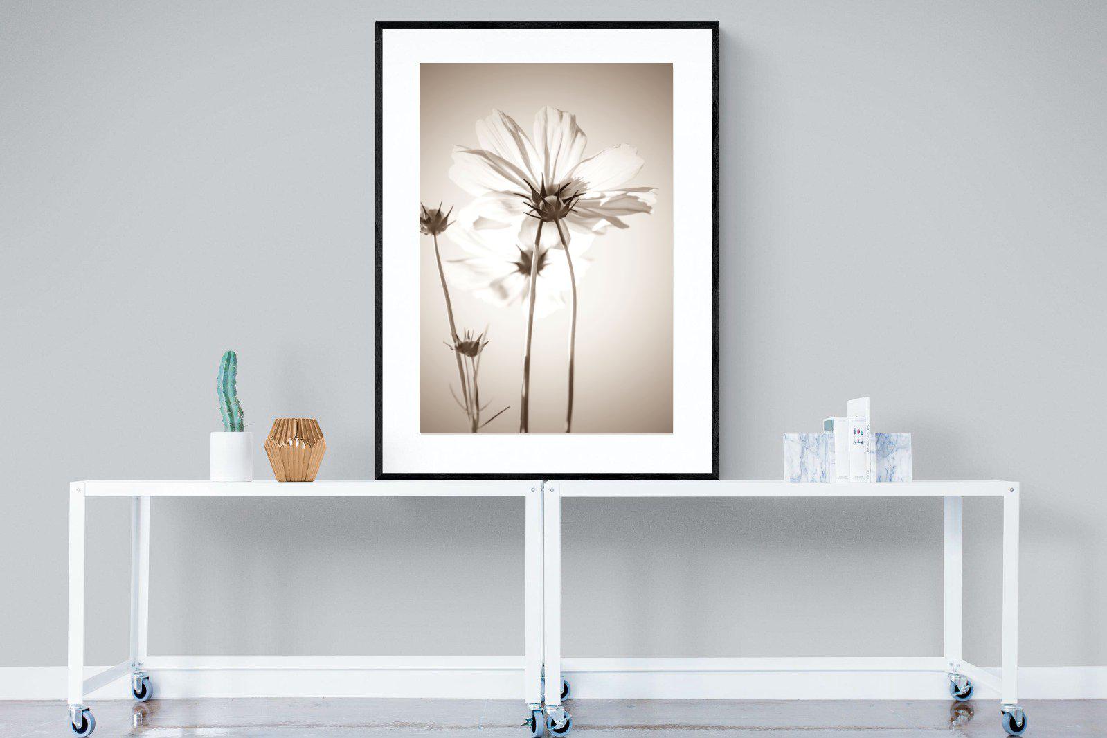 White Cosmos-Wall_Art-90 x 120cm-Framed Print-Black-Pixalot