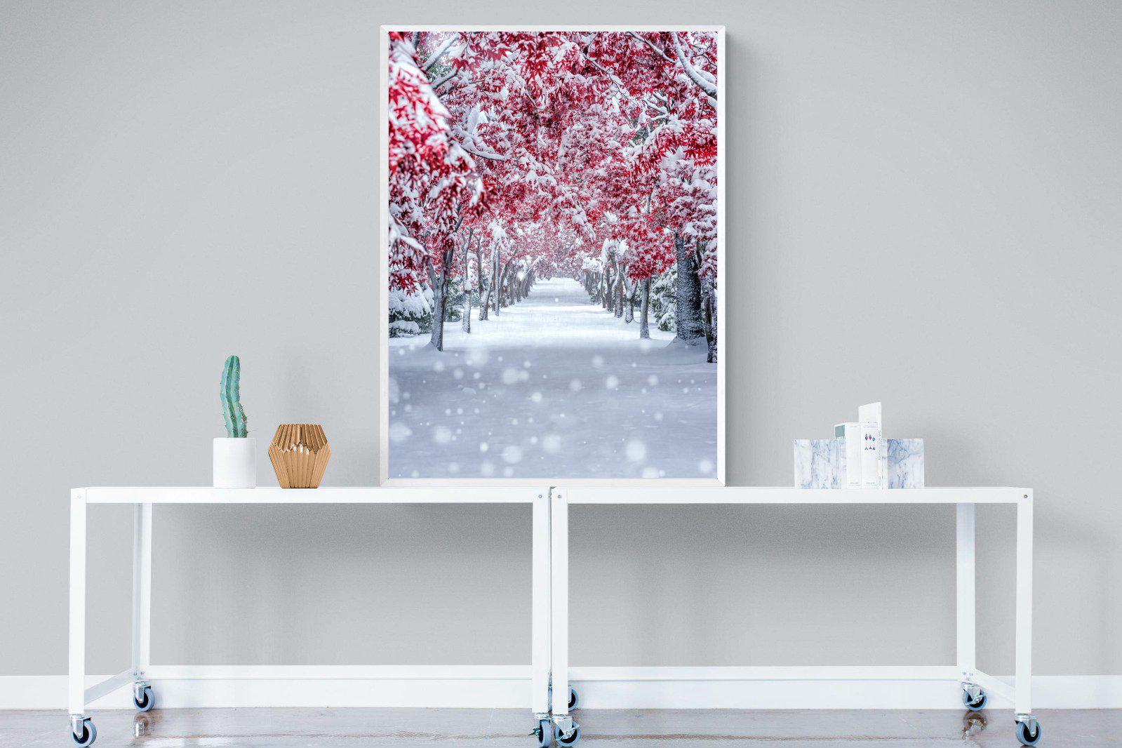 White On Red-Wall_Art-90 x 120cm-Mounted Canvas-White-Pixalot