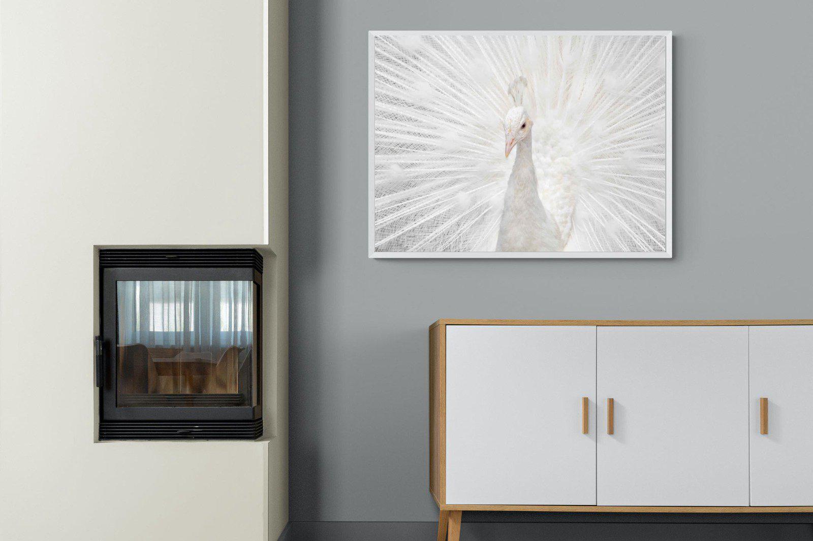 White Peacock-Wall_Art-100 x 75cm-Mounted Canvas-White-Pixalot