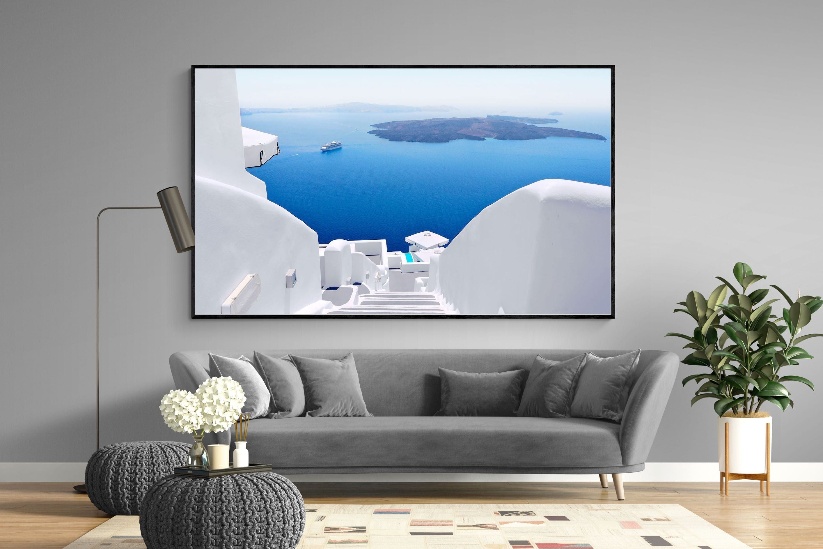 White Steps-Wall_Art-220 x 130cm-Mounted Canvas-Black-Pixalot