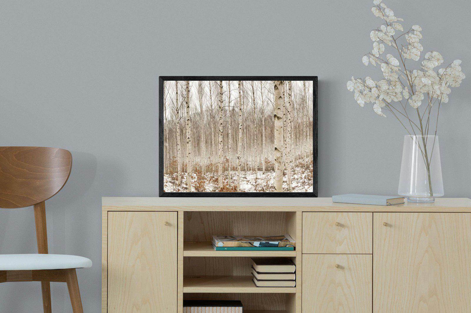 Winter Forest-Wall_Art-60 x 45cm-Mounted Canvas-Black-Pixalot