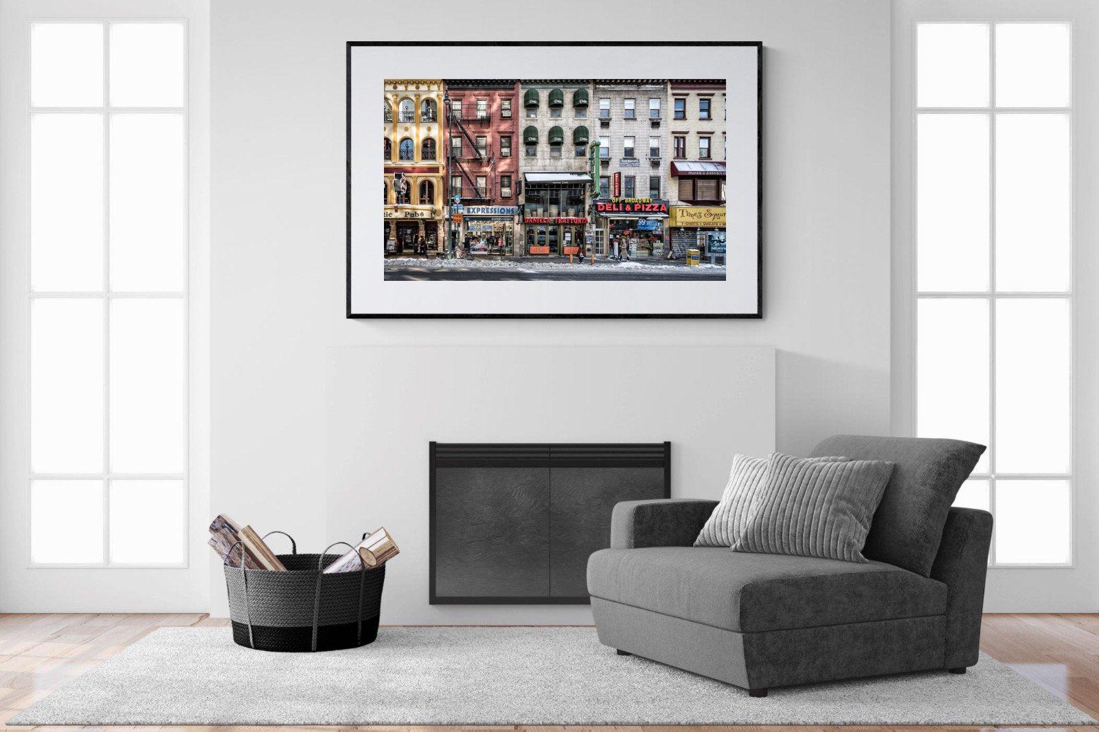 Wintery NYC-Wall_Art-150 x 100cm-Framed Print-Black-Pixalot