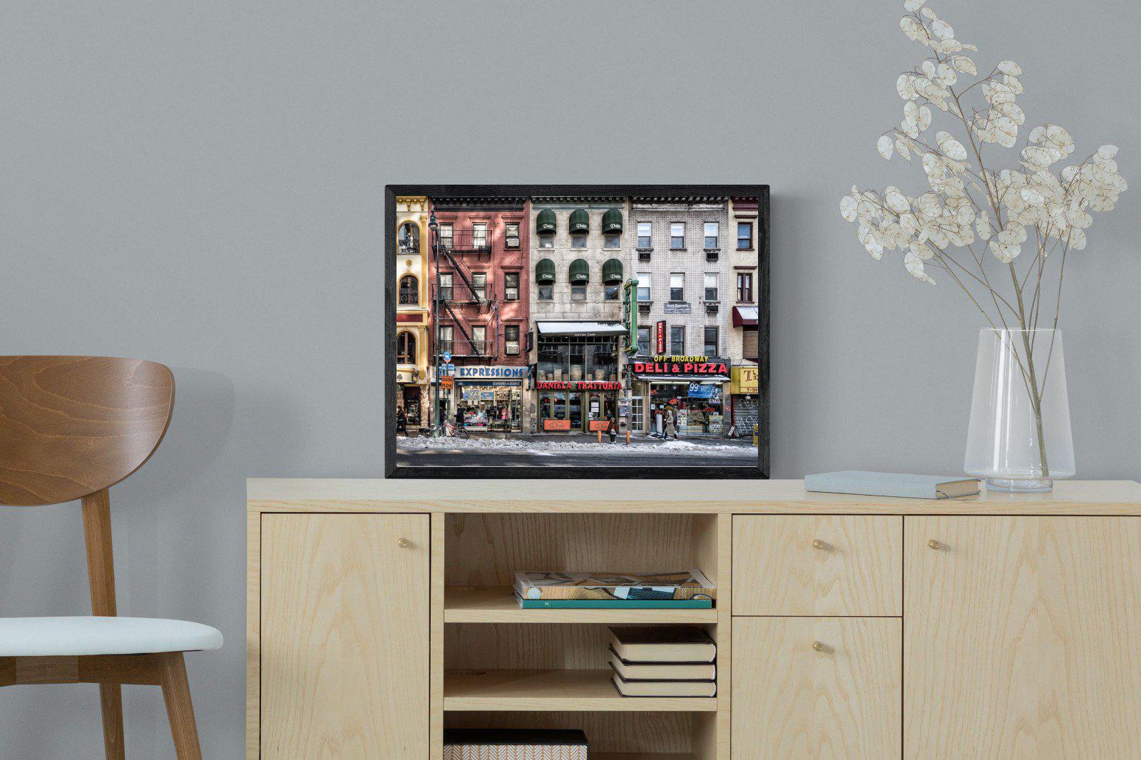 Wintery NYC-Wall_Art-60 x 45cm-Mounted Canvas-Black-Pixalot