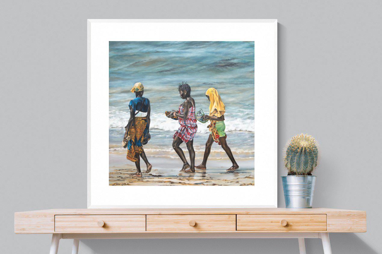 Women of Wimbi-Wall_Art-100 x 100cm-Framed Print-White-Pixalot