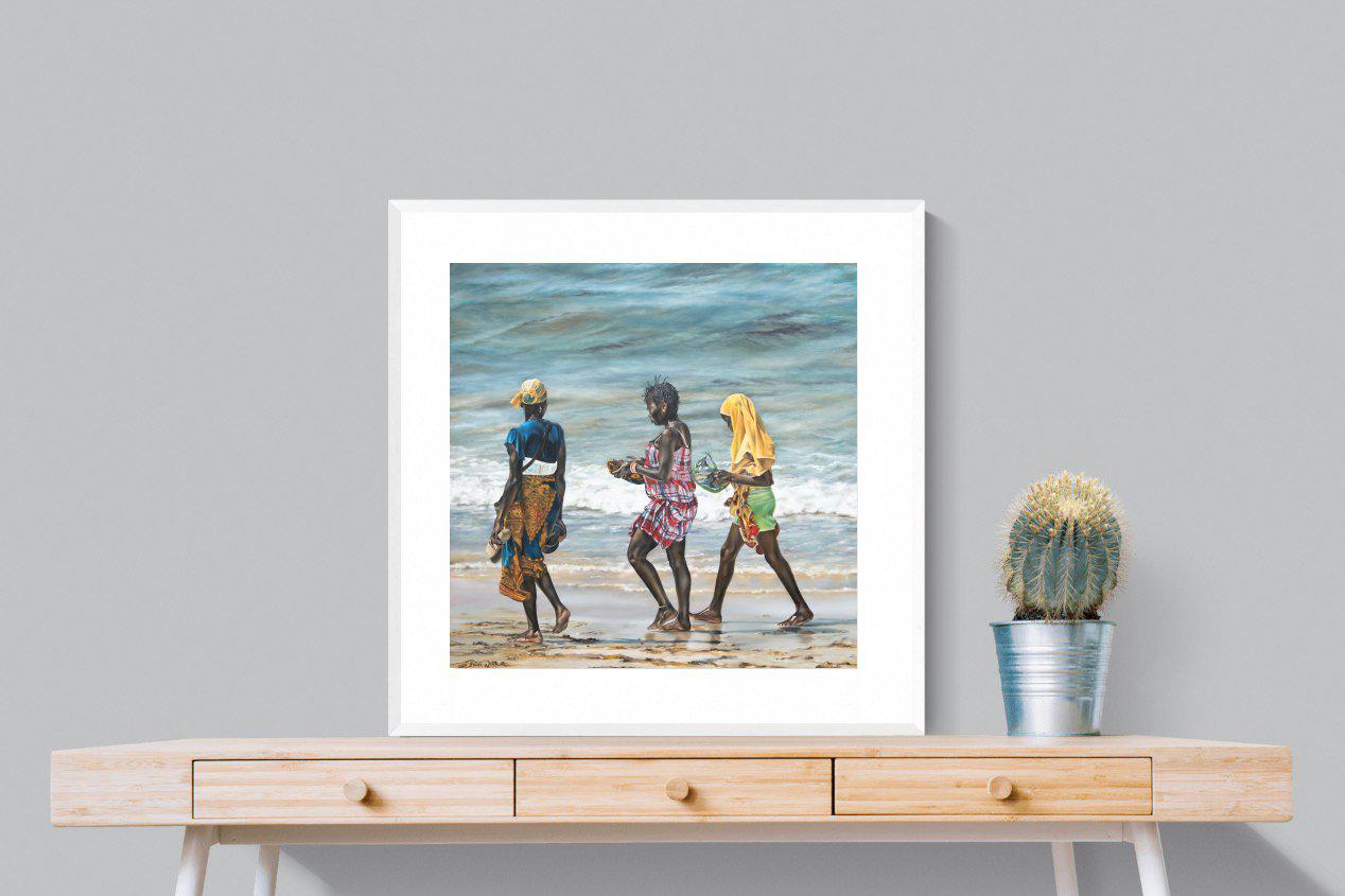 Women of Wimbi-Wall_Art-80 x 80cm-Framed Print-White-Pixalot