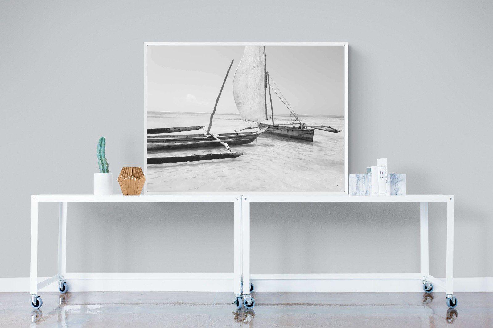 Zanzibar Fishing Boats-Wall_Art-120 x 90cm-Mounted Canvas-White-Pixalot