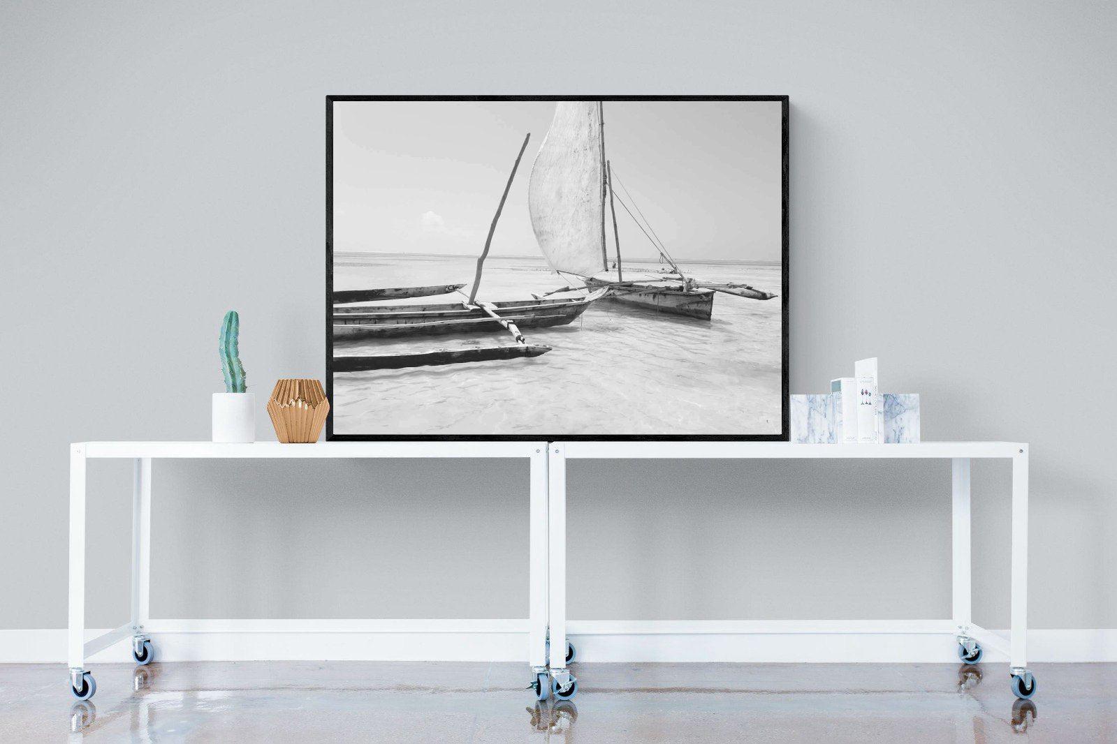 Zanzibar Fishing Boats-Wall_Art-120 x 90cm-Mounted Canvas-Black-Pixalot