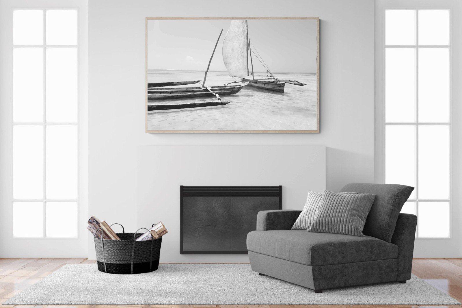 Zanzibar Fishing Boats-Wall_Art-150 x 100cm-Mounted Canvas-Wood-Pixalot