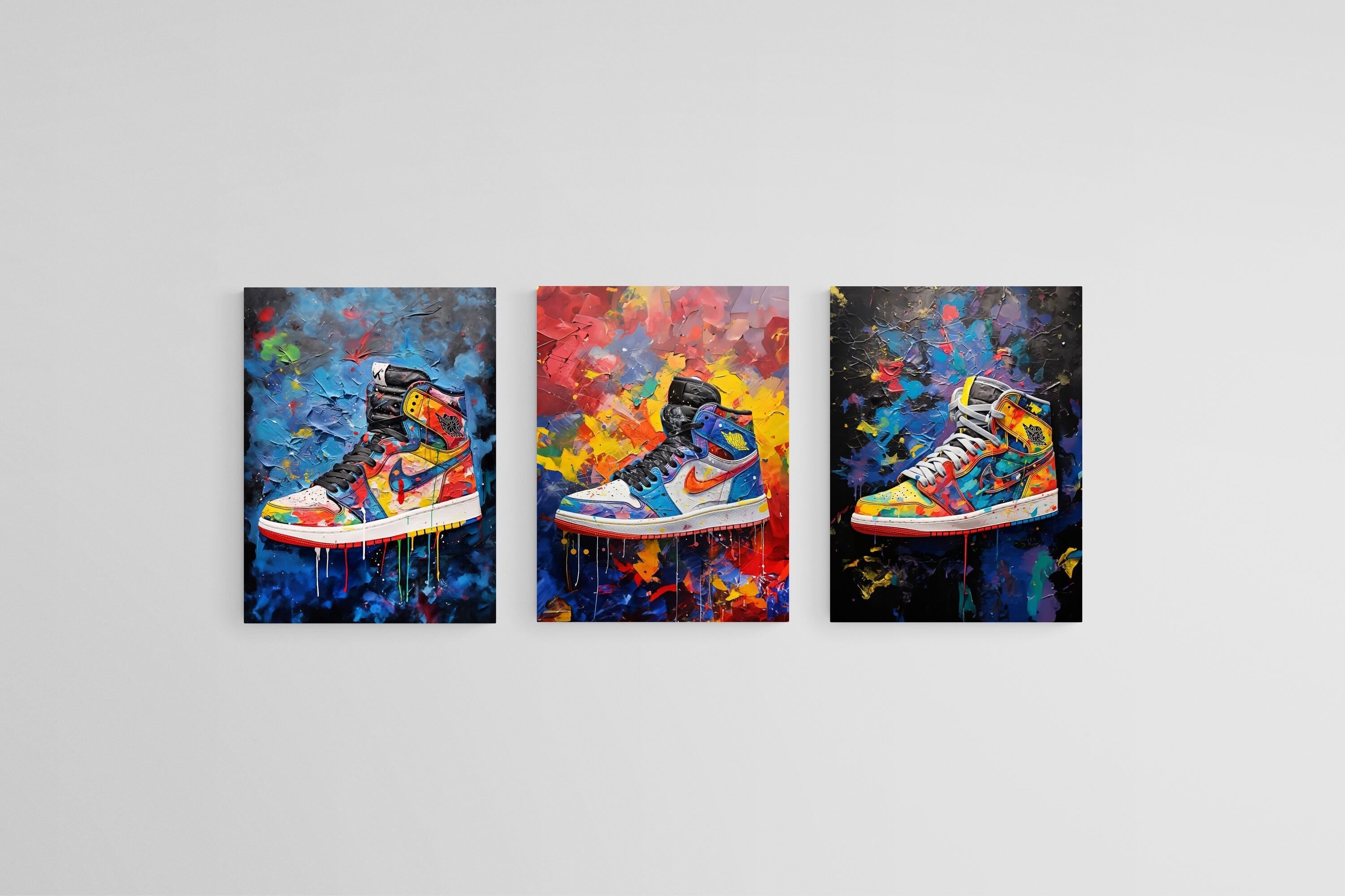 Air Jordan Set-Wall_Art-45 x 60cm (x3)-Mounted Canvas-No Frame-Pixalot