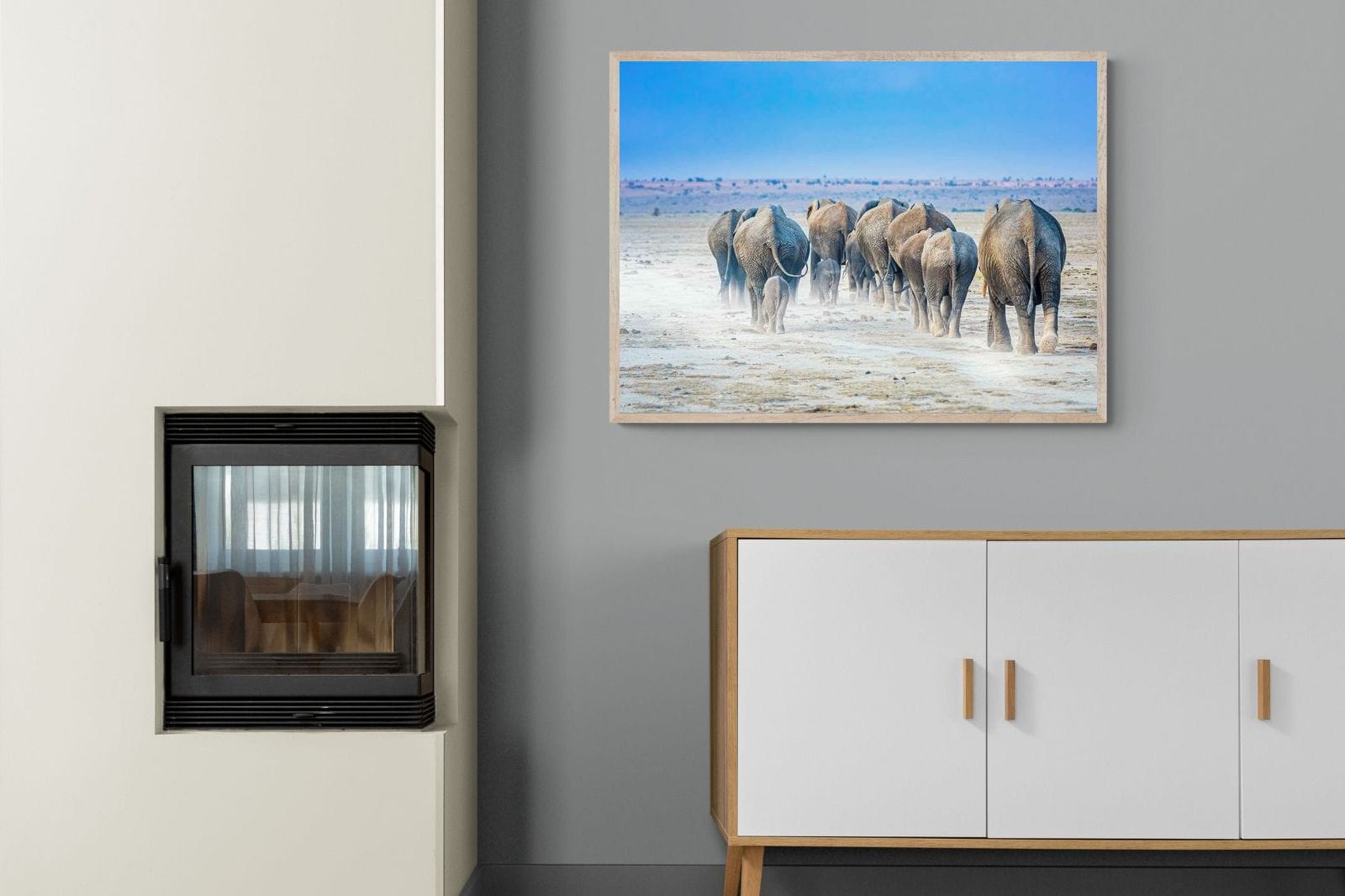 Amboseli Lake Convoy-Wall_Art-100 x 75cm-Mounted Canvas-Wood-Pixalot