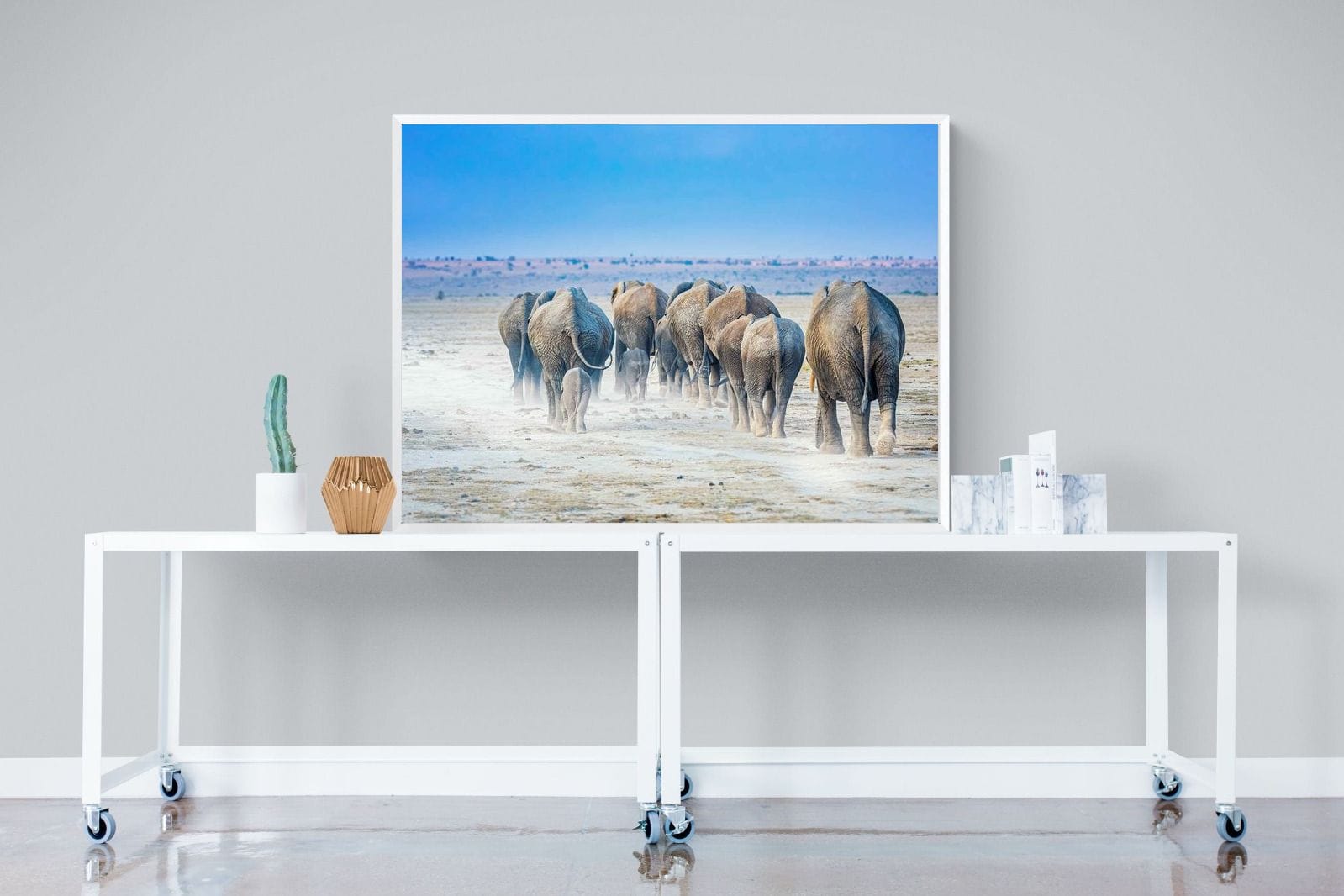 Amboseli Lake Convoy-Wall_Art-120 x 90cm-Mounted Canvas-White-Pixalot