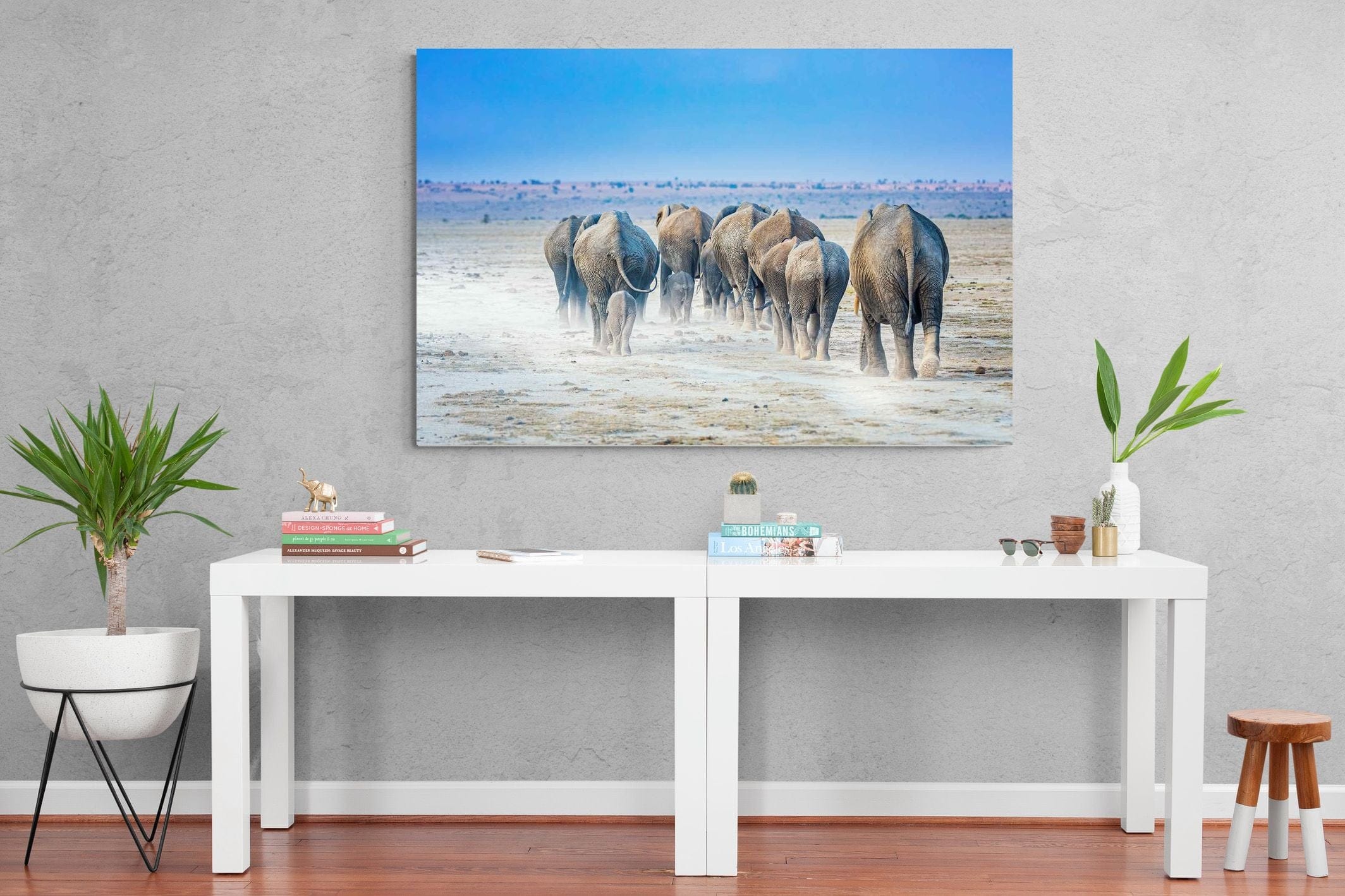 Amboseli Lake Convoy-Wall_Art-150 x 100cm-Mounted Canvas-No Frame-Pixalot