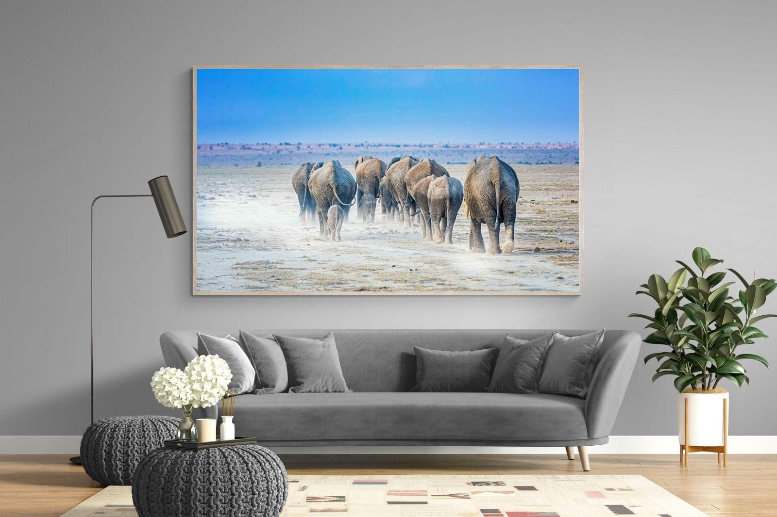 Amboseli Lake Convoy-Wall_Art-220 x 130cm-Mounted Canvas-Wood-Pixalot