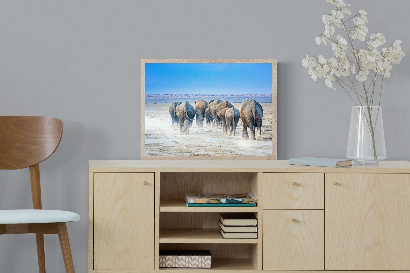 Amboseli Lake Convoy-Wall_Art-60 x 45cm-Mounted Canvas-Wood-Pixalot