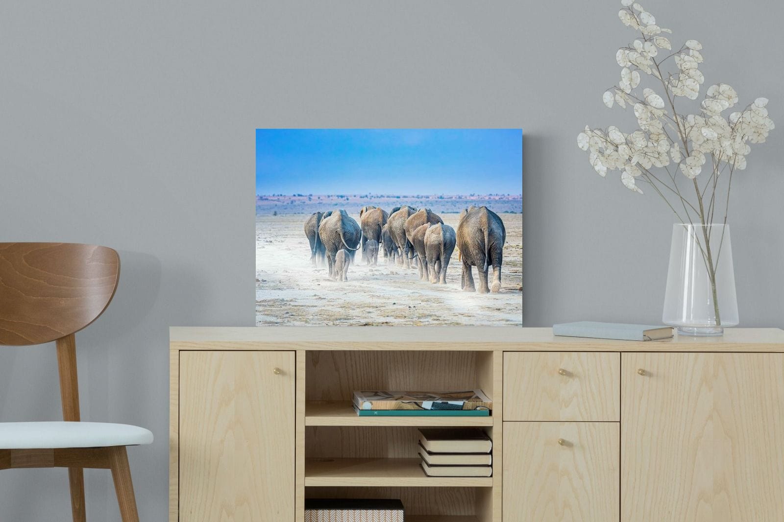 Amboseli Lake Convoy-Wall_Art-60 x 45cm-Mounted Canvas-No Frame-Pixalot