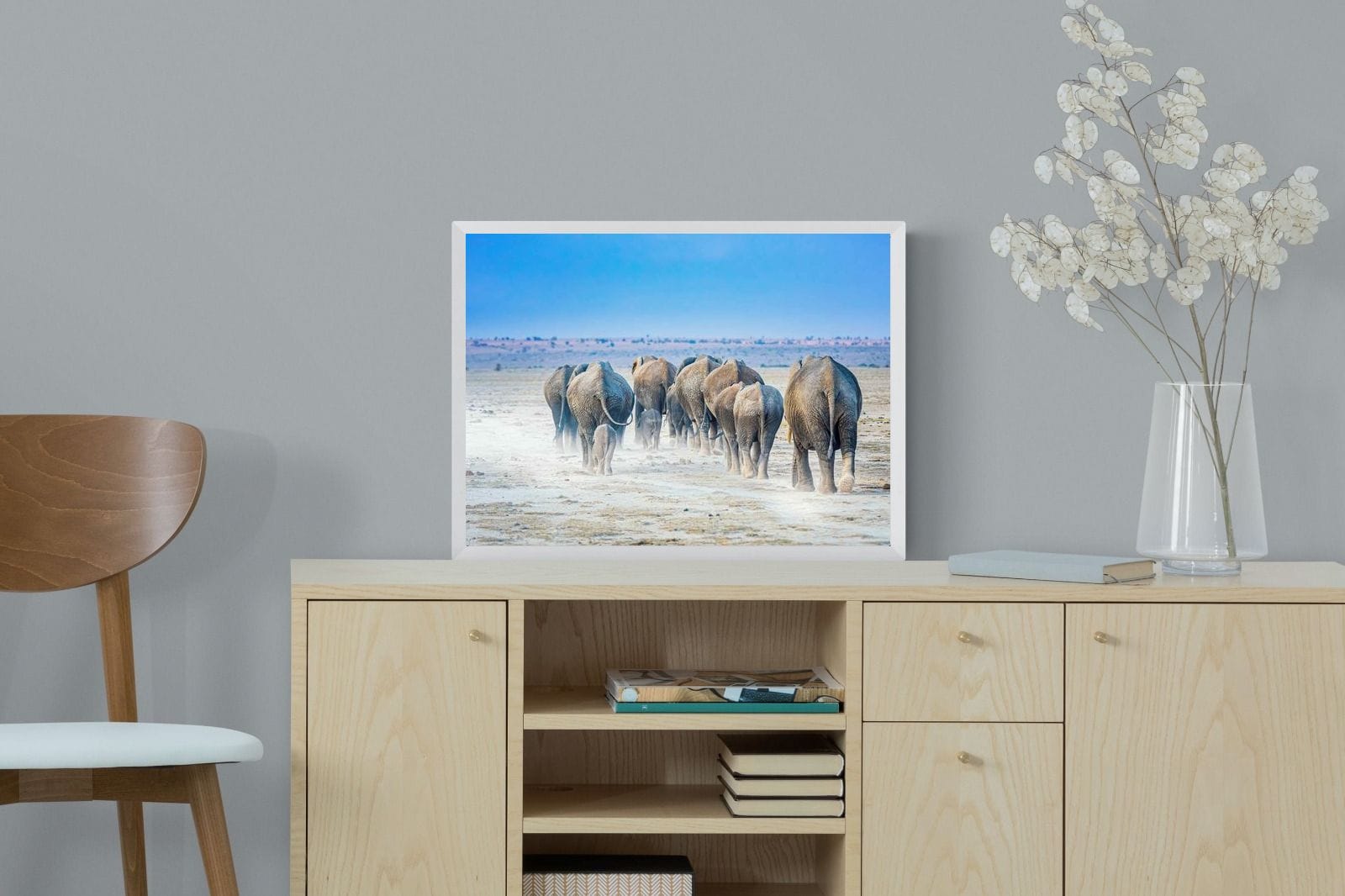 Amboseli Lake Convoy-Wall_Art-60 x 45cm-Mounted Canvas-White-Pixalot