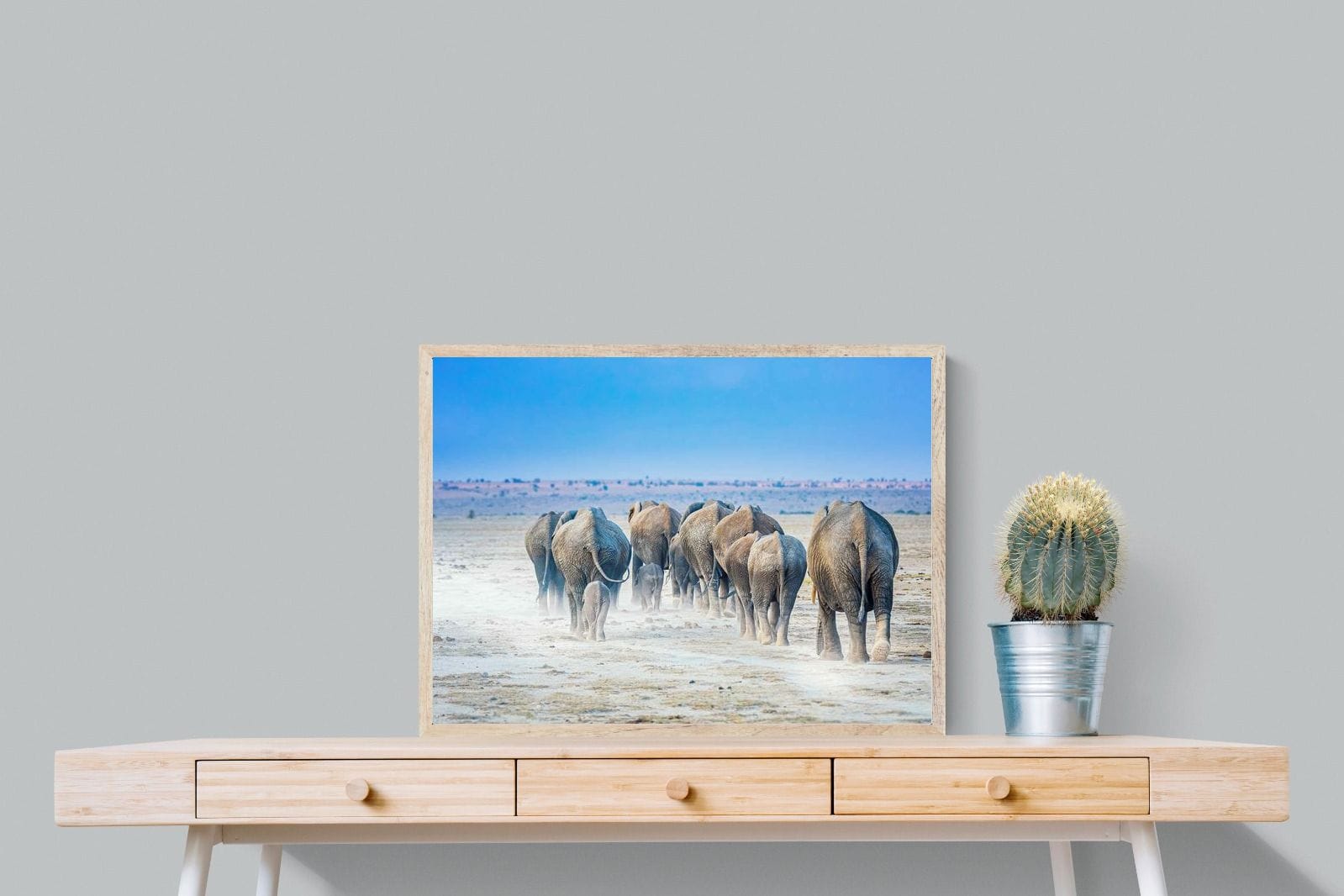 Amboseli Lake Convoy-Wall_Art-80 x 60cm-Mounted Canvas-Wood-Pixalot