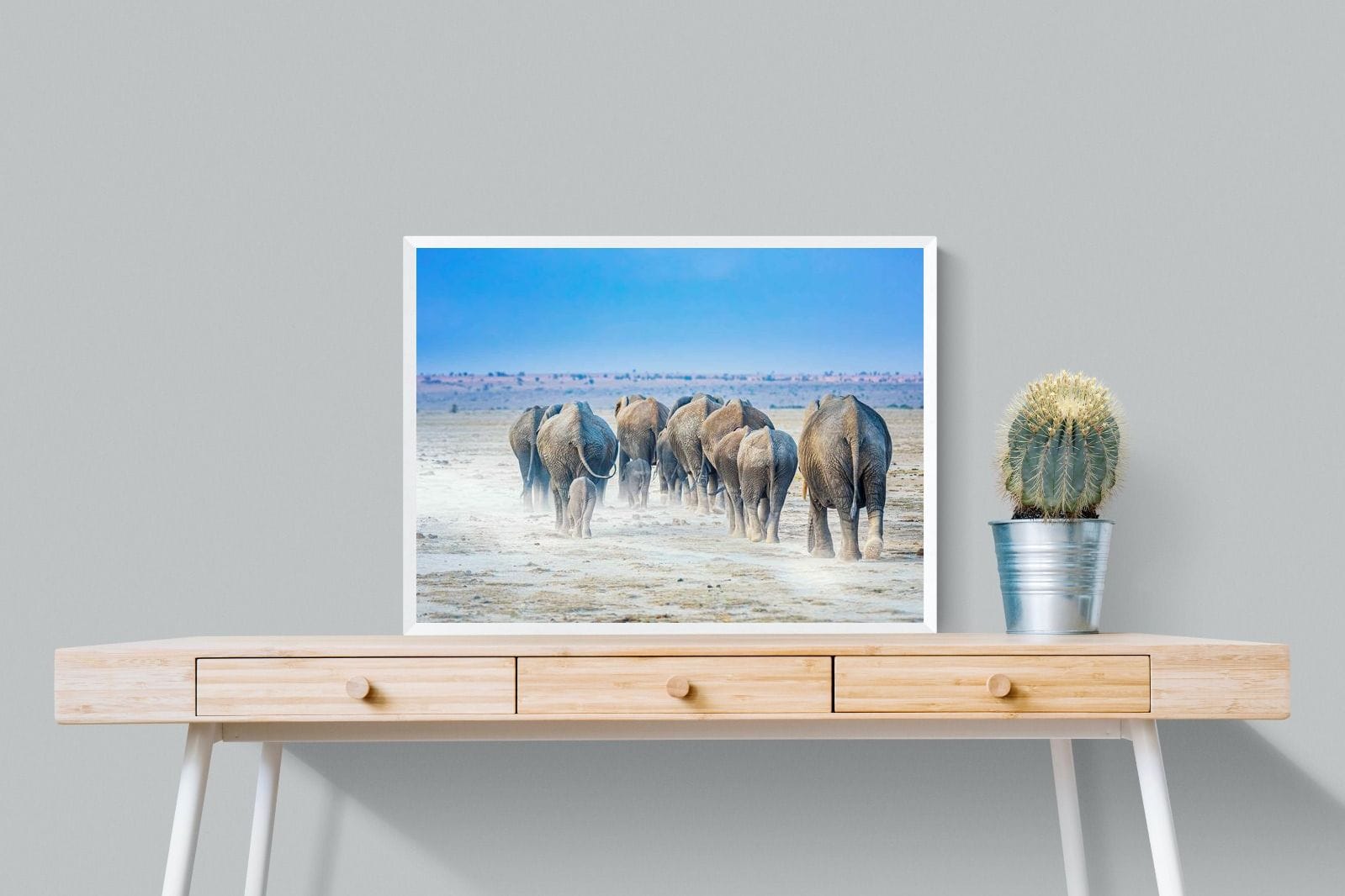 Amboseli Lake Convoy-Wall_Art-80 x 60cm-Mounted Canvas-White-Pixalot