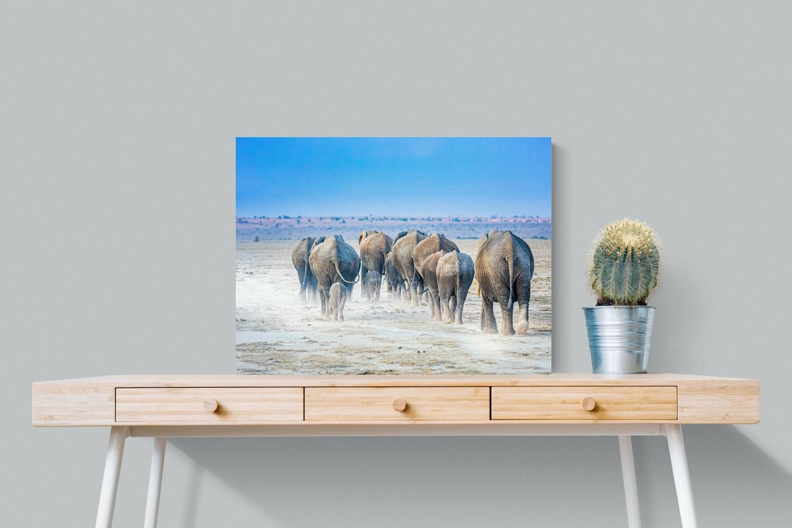 Amboseli Lake Convoy-Wall_Art-80 x 60cm-Mounted Canvas-No Frame-Pixalot