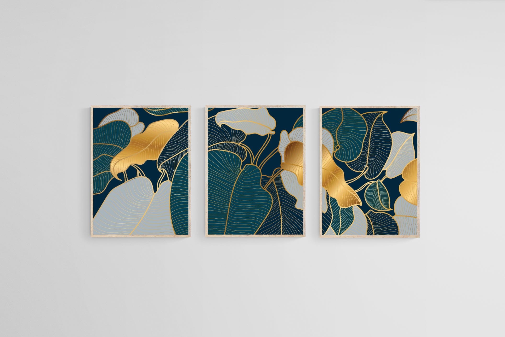 Art Deco Set-Wall_Art-45 x 60cm (x3)-Mounted Canvas-Wood-Pixalot