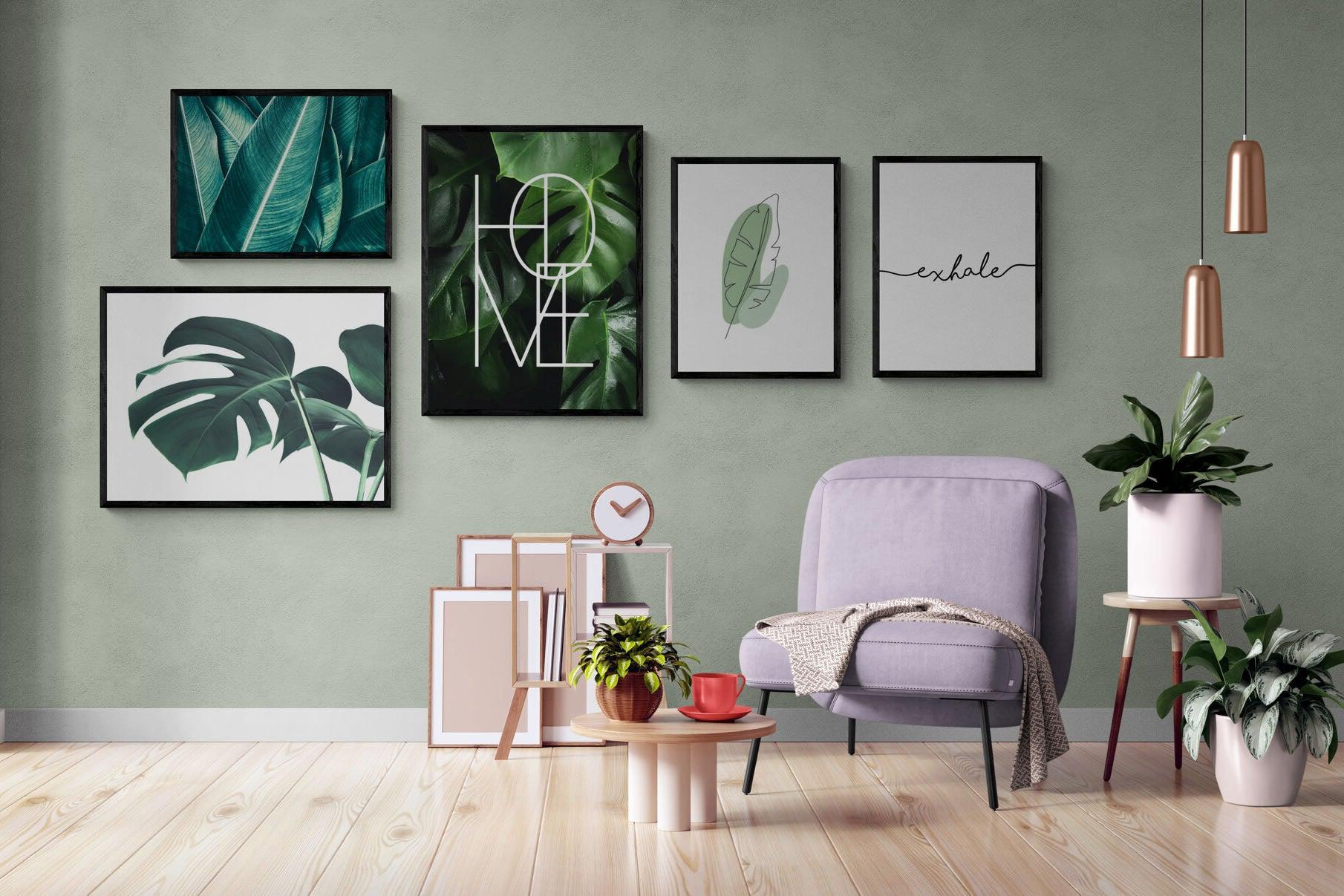 Botanical Gallery Wall Set-Wall_Art-Mounted Canvas-Black-Pixalot