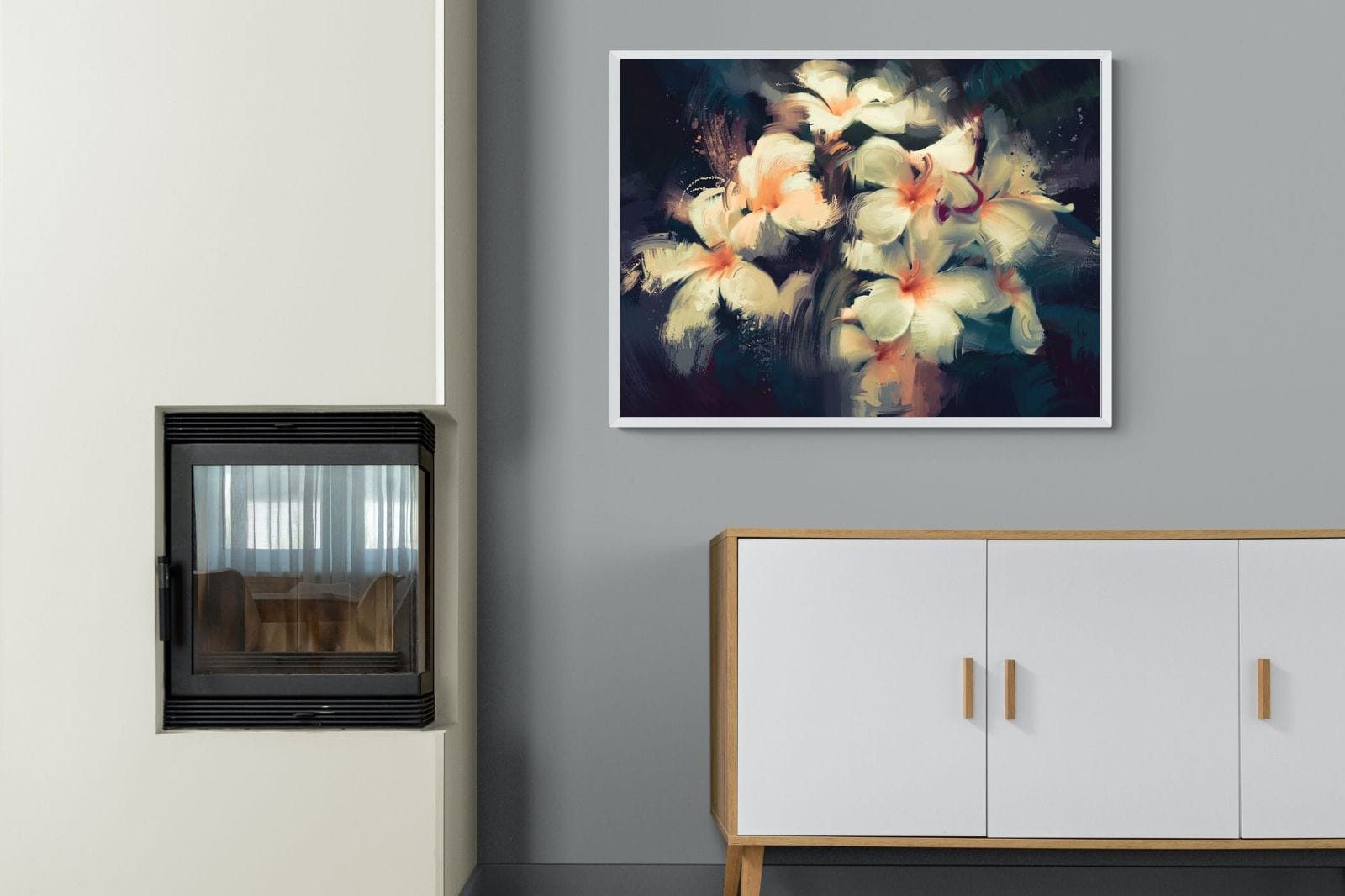 Brushed Petals-Wall_Art-100 x 75cm-Mounted Canvas-White-Pixalot