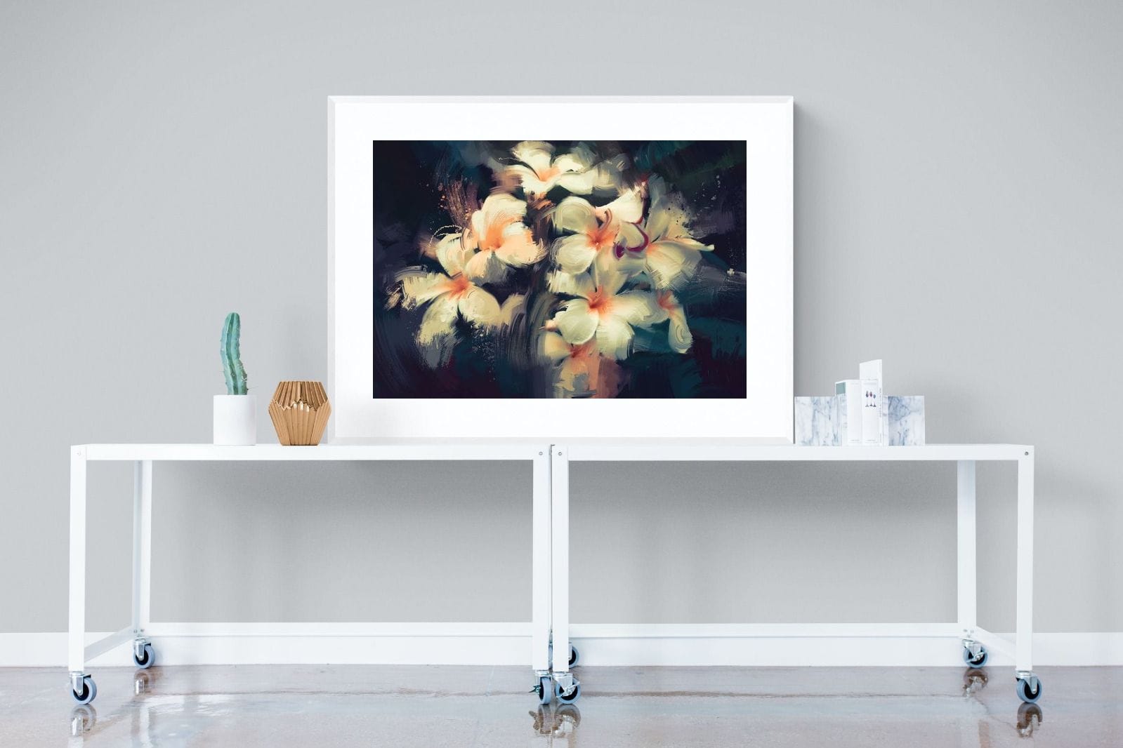 Brushed Petals-Wall_Art-120 x 90cm-Framed Print-White-Pixalot