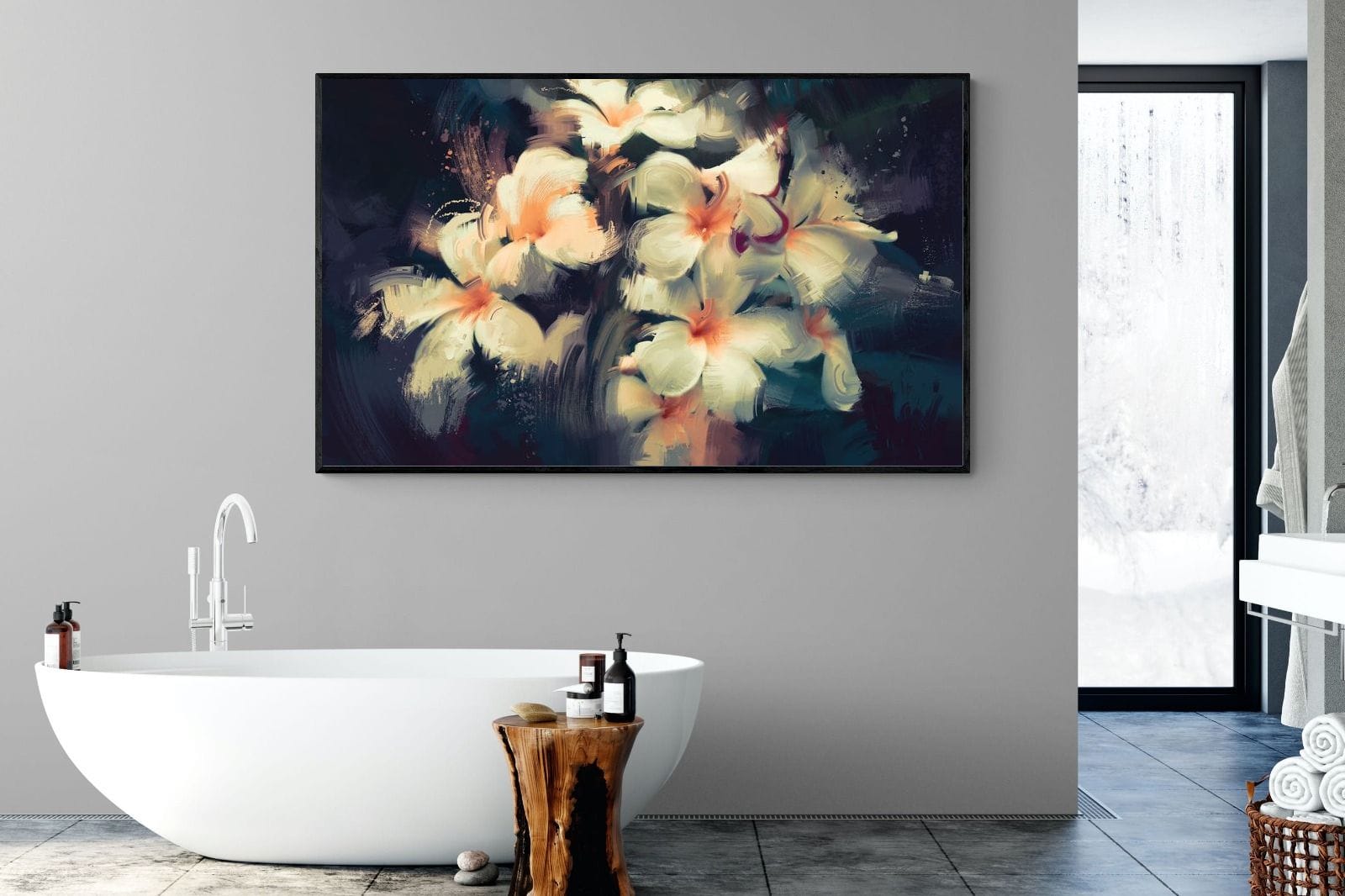 Brushed Petals-Wall_Art-180 x 110cm-Mounted Canvas-Black-Pixalot