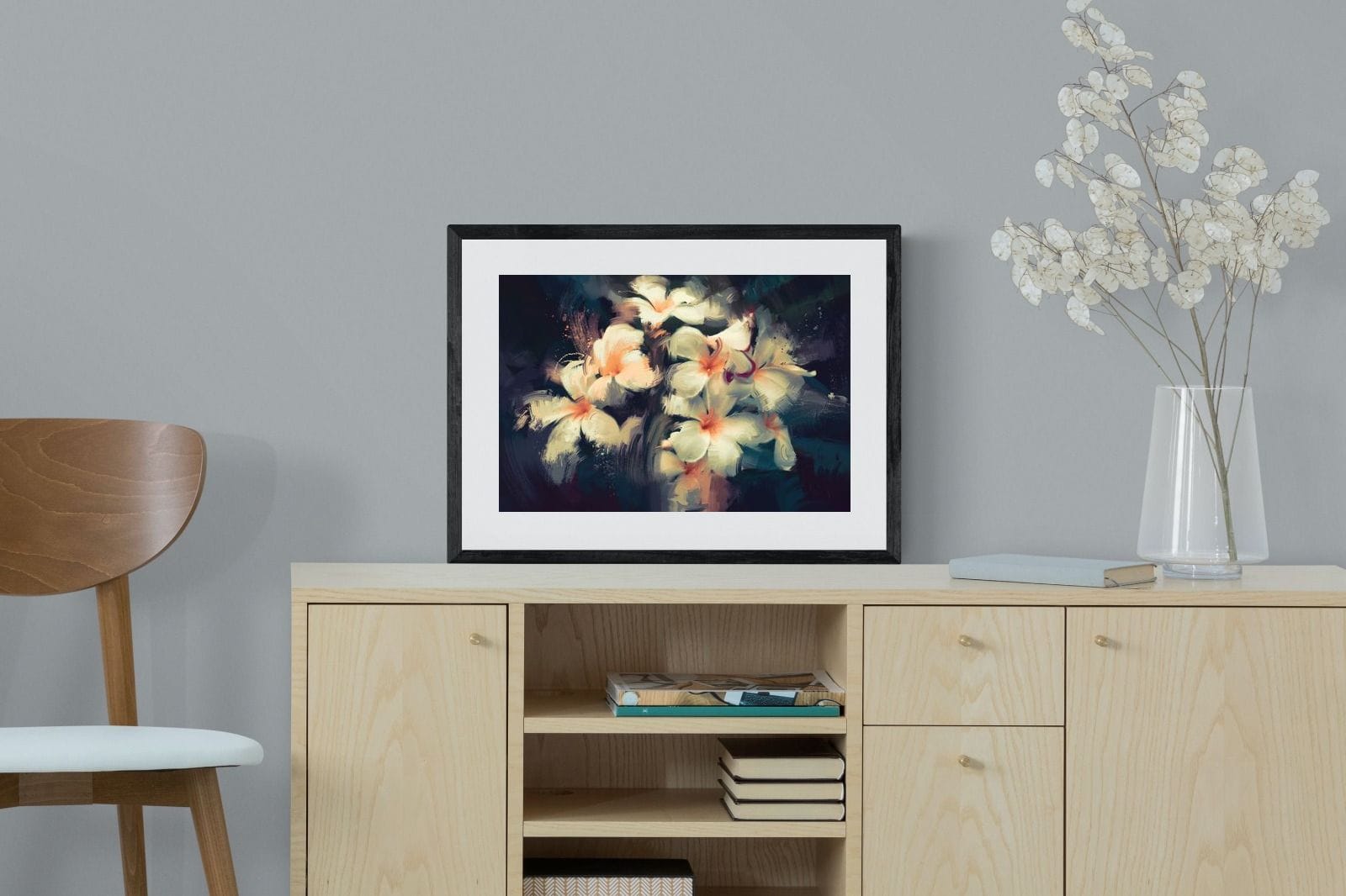 Brushed Petals-Wall_Art-60 x 45cm-Framed Print-Black-Pixalot