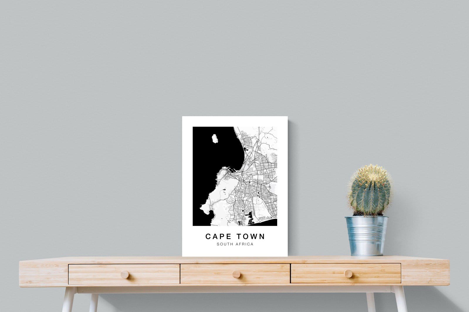 Cape Town City Map-Wall_Art-45 x 60cm-Mounted Canvas-No Frame-Pixalot