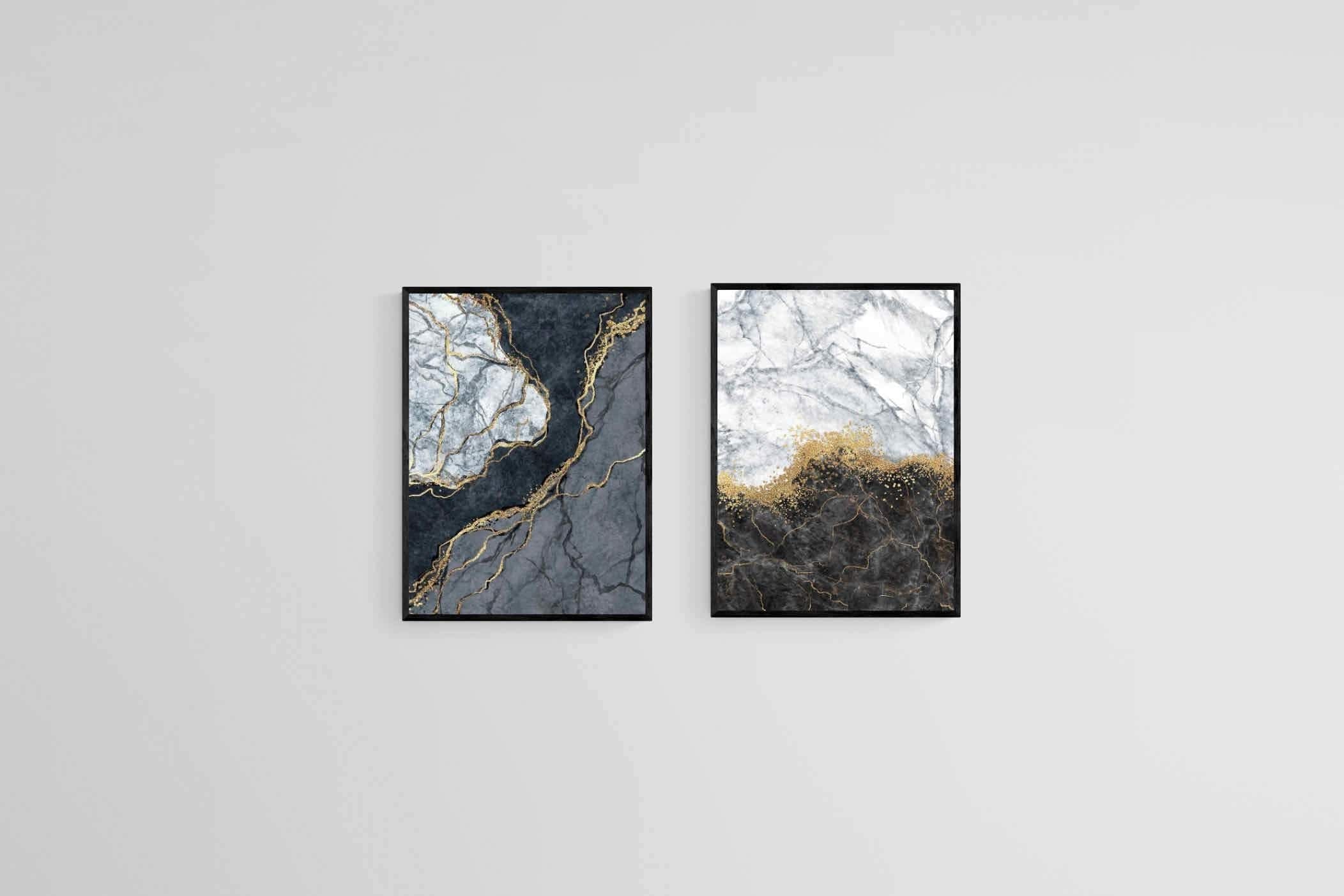 Charcoal & Gold Set-Wall_Art-45 x 60cm (x2)-Mounted Canvas-Black-Pixalot