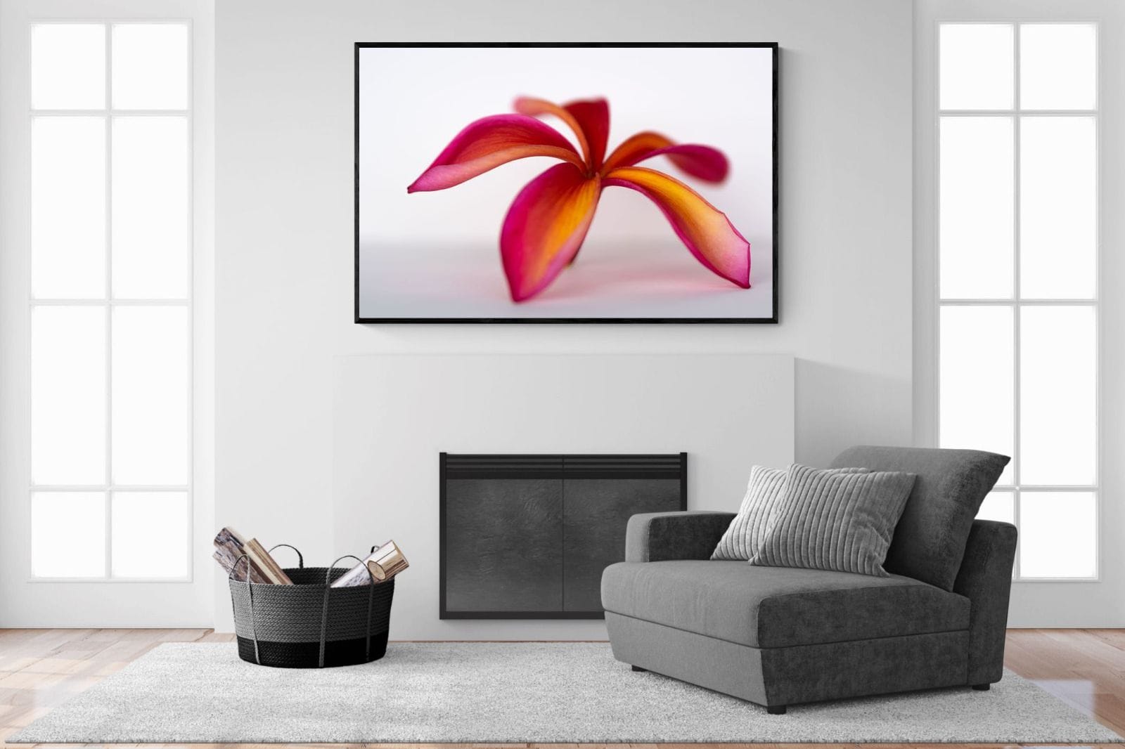 Crimson Flora-Wall_Art-150 x 100cm-Mounted Canvas-Black-Pixalot