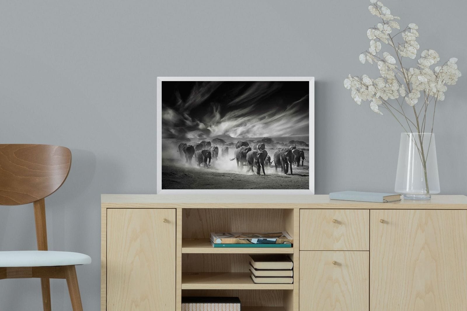 Etosha Elephants-Wall_Art-60 x 45cm-Mounted Canvas-White-Pixalot