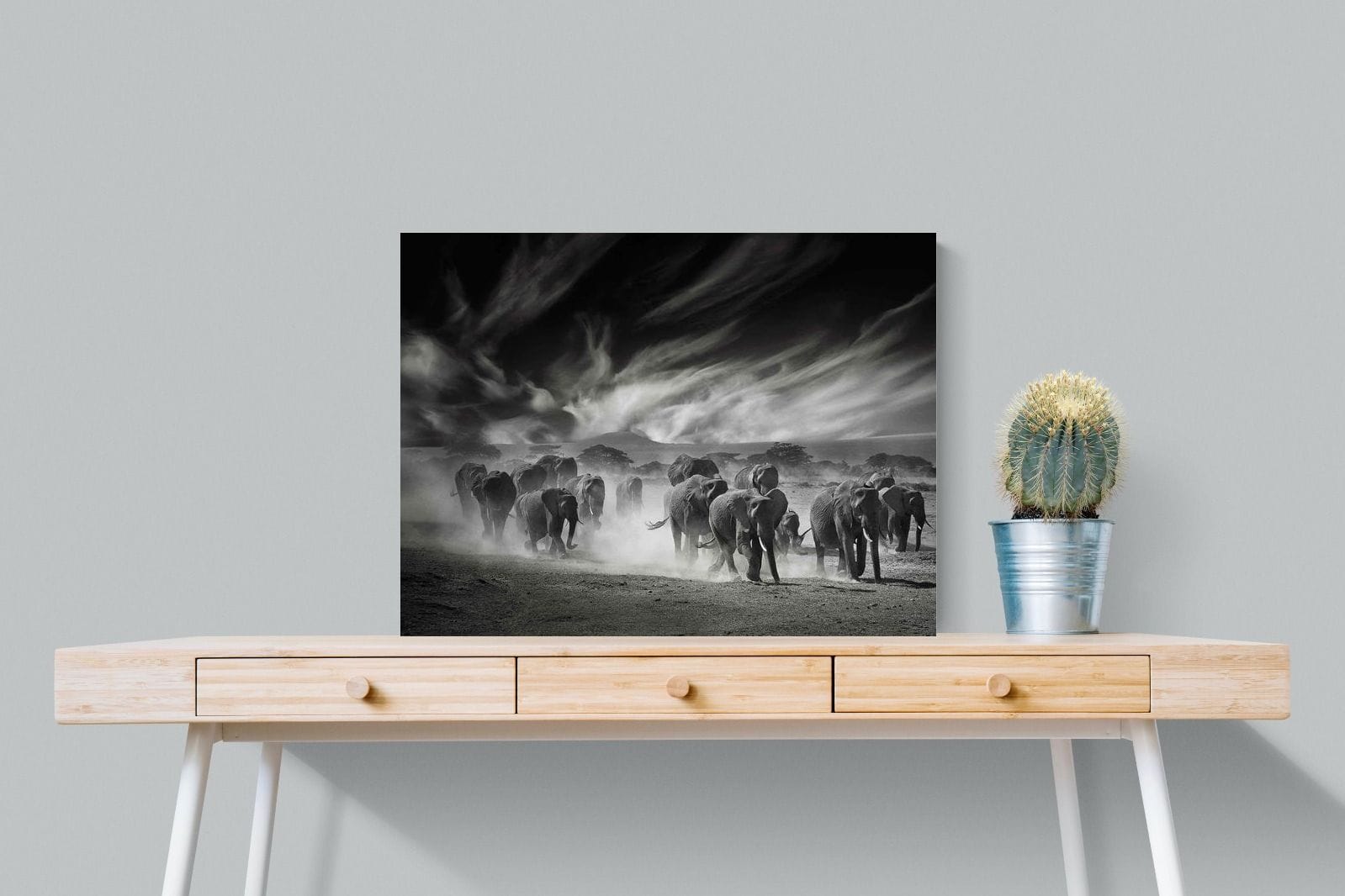 Etosha Elephants-Wall_Art-80 x 60cm-Mounted Canvas-No Frame-Pixalot