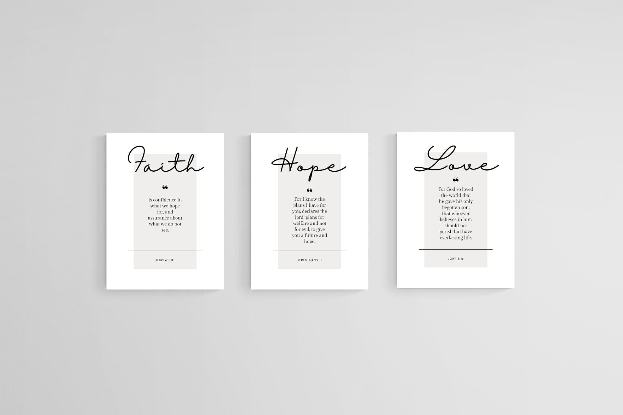 Faith, Hope, Love-Wall_Art-45 x 60cm (x3)-Mounted Canvas-No Frame-Pixalot