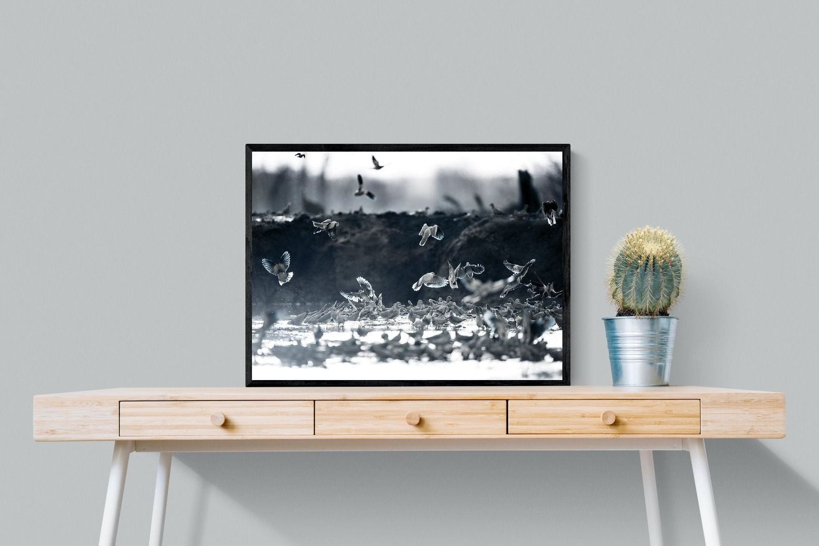 Fluttering Angels-Wall_Art-80 x 60cm-Mounted Canvas-Black-Pixalot