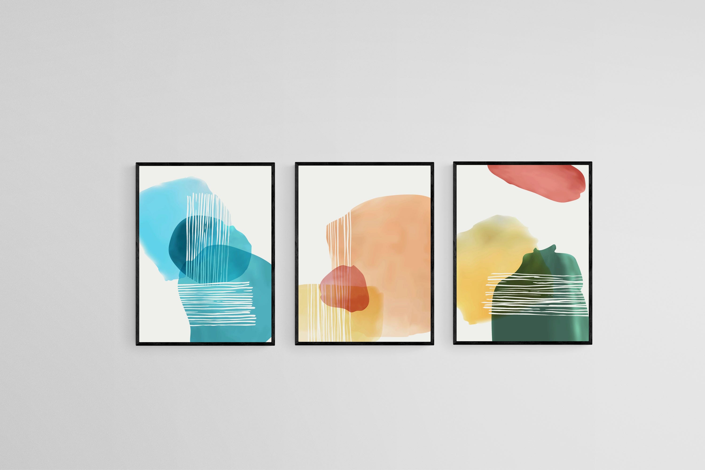 Fruity Set-Wall_Art-45 x 60cm (x3)-Mounted Canvas-Black-Pixalot