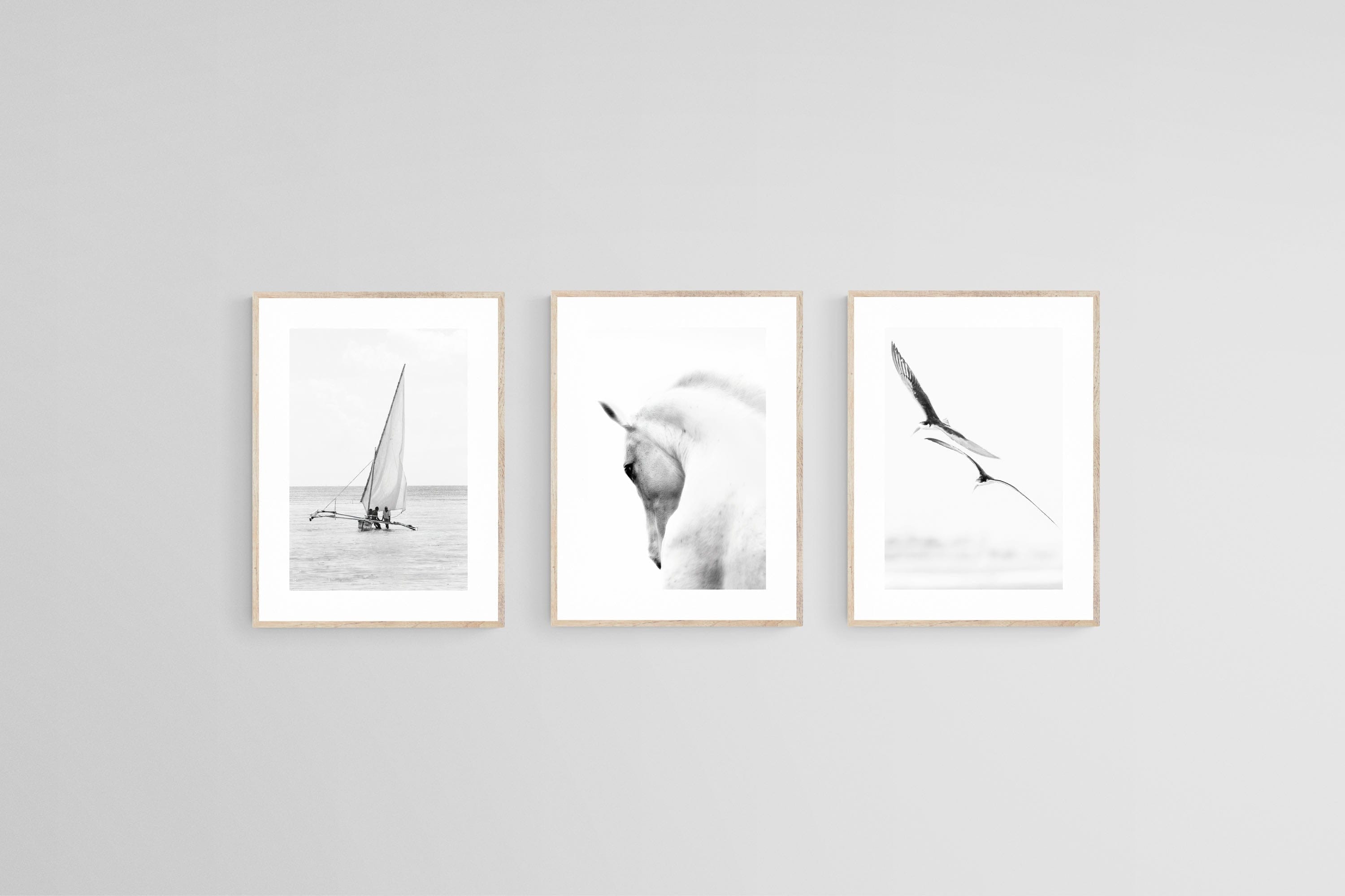 High Key Set-Wall_Art-45 x 60cm (x3)-Framed Print-Wood-Pixalot