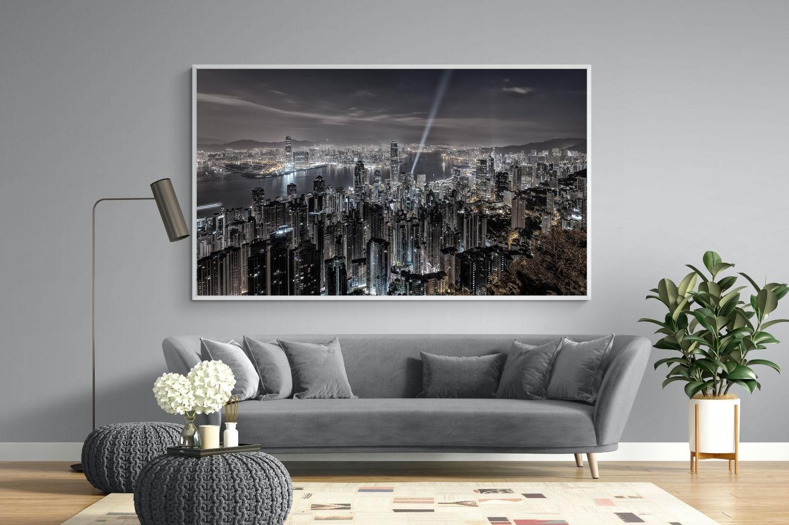 Hong Kong Harbour-Wall_Art-220 x 130cm-Mounted Canvas-White-Pixalot