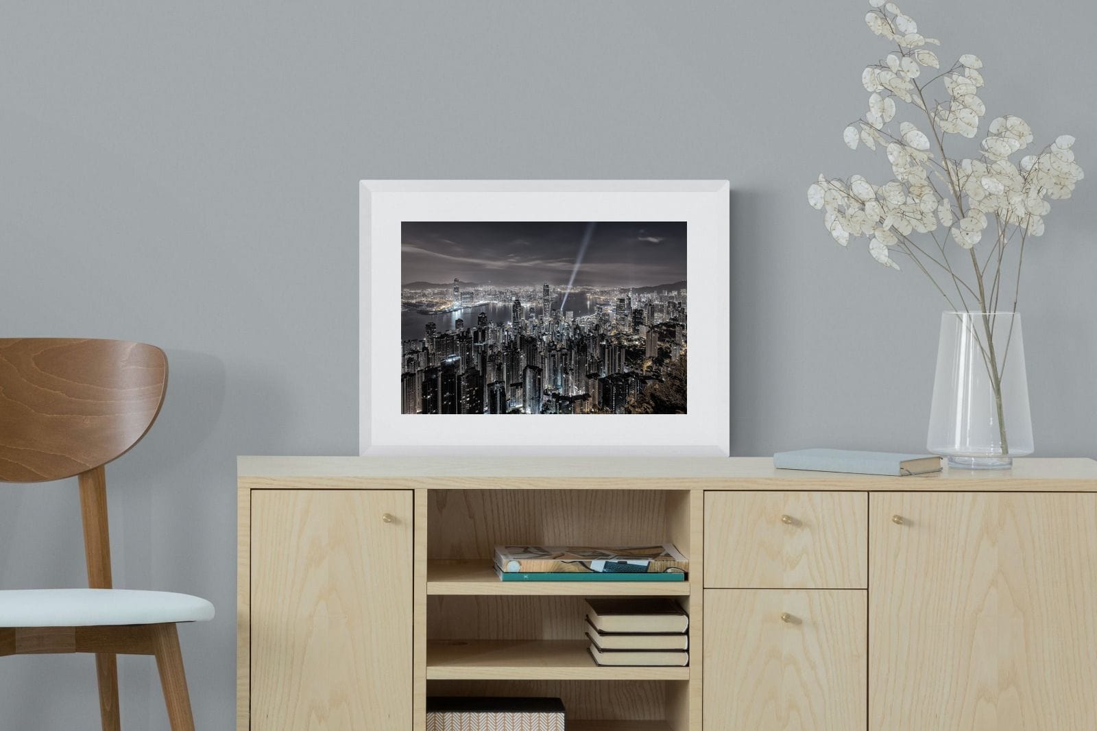 Hong Kong Harbour-Wall_Art-60 x 45cm-Framed Print-White-Pixalot