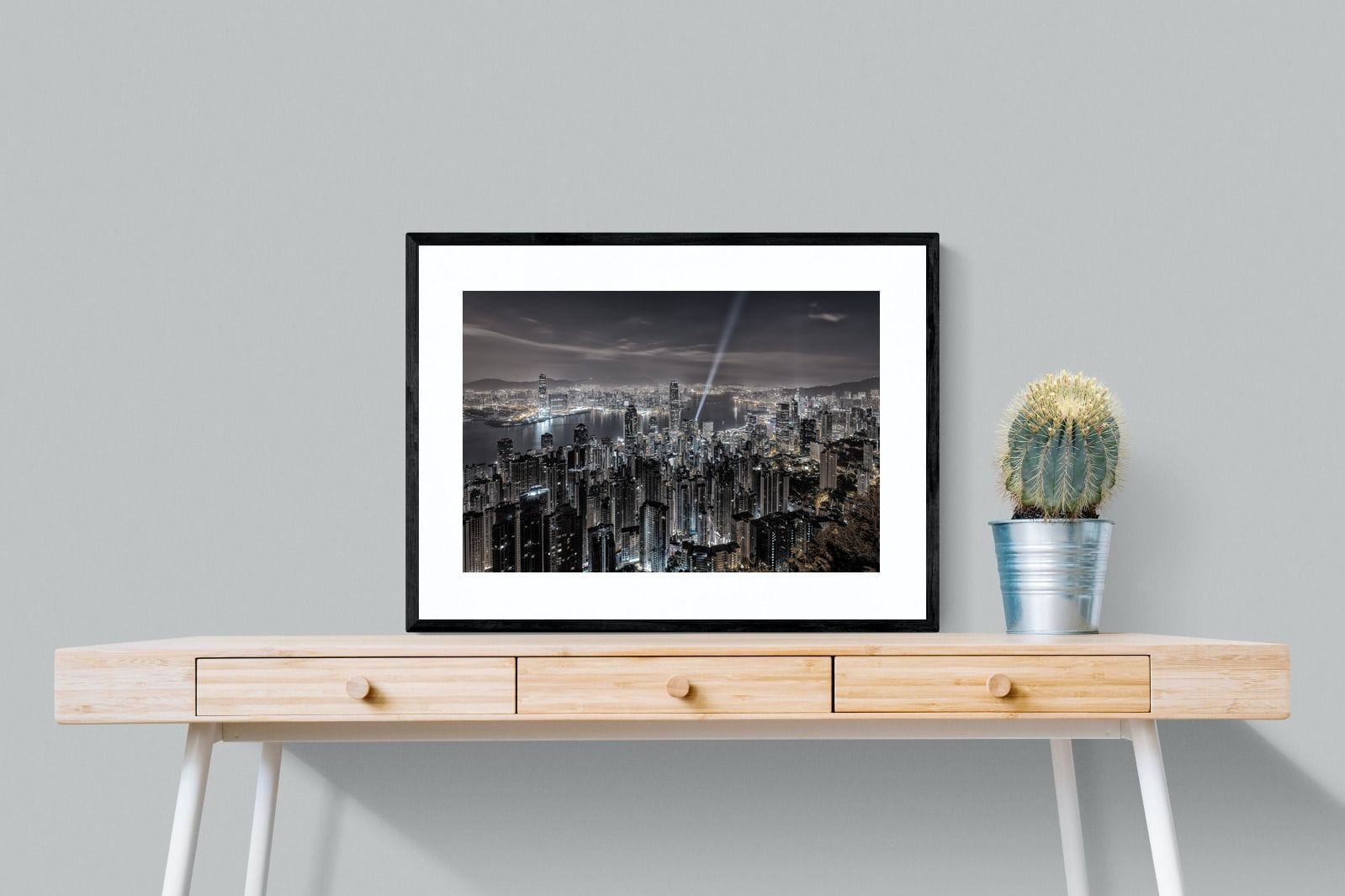 Hong Kong Harbour-Wall_Art-80 x 60cm-Framed Print-Black-Pixalot