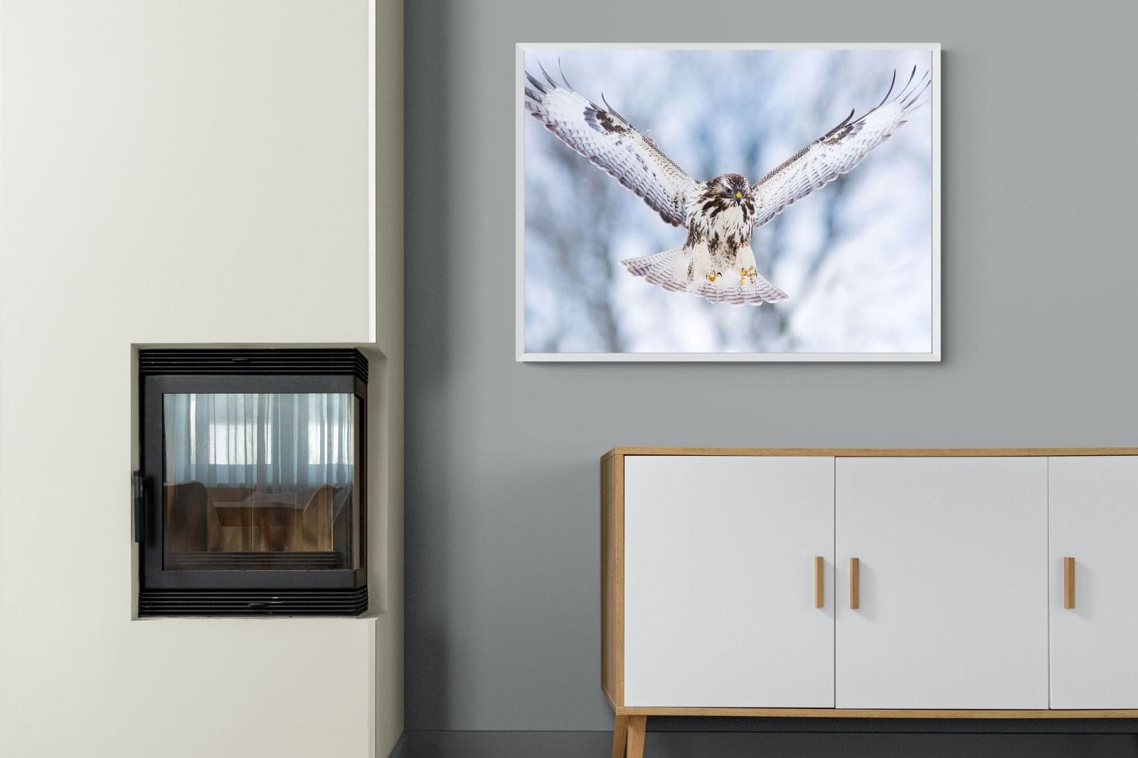 Jackal Buzzard-Wall_Art-100 x 75cm-Mounted Canvas-White-Pixalot