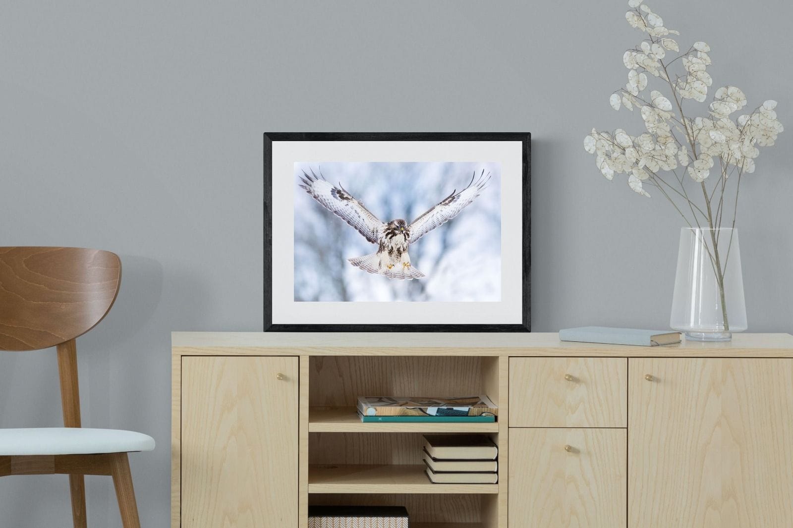 Jackal Buzzard-Wall_Art-60 x 45cm-Framed Print-Black-Pixalot