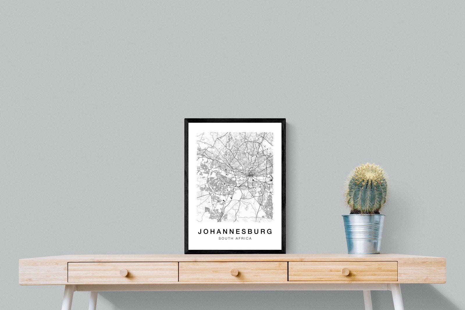 Johannesburg City Map-Wall_Art-45 x 60cm-Mounted Canvas-Black-Pixalot