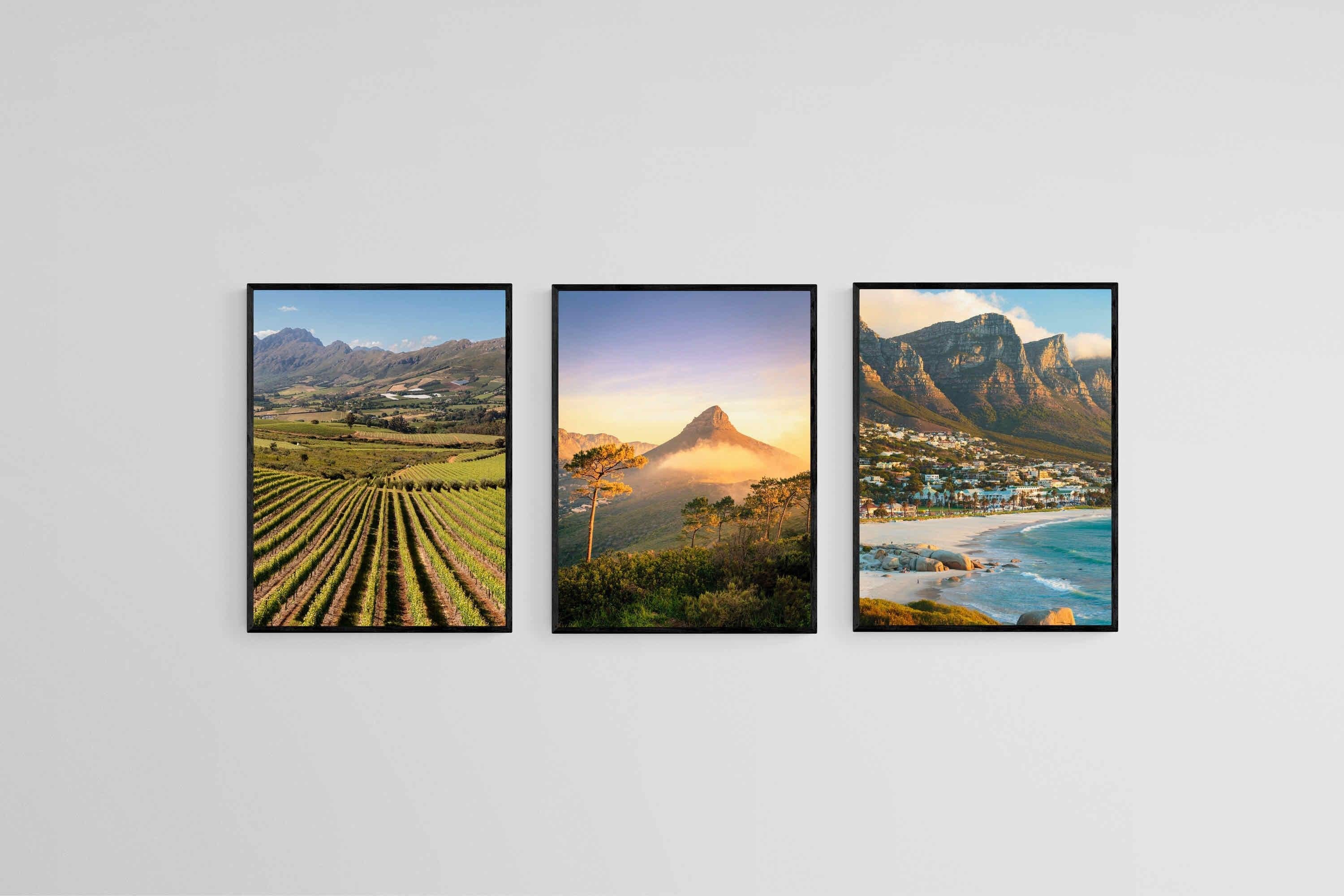 Kaapstad Set-Wall_Art-45 x 60cm (x3)-Mounted Canvas-Black-Pixalot