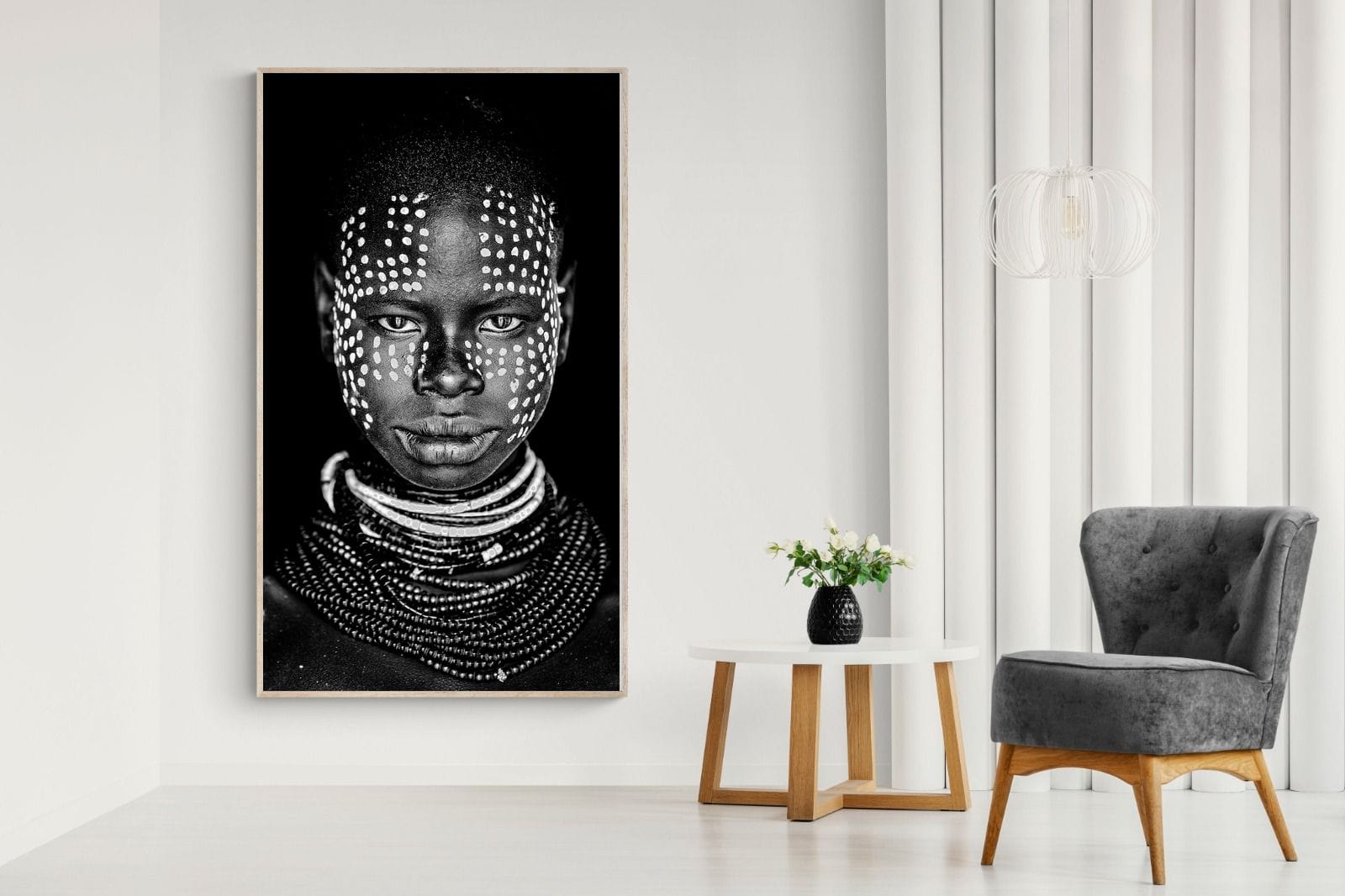 Karo Tribeswoman-Wall_Art-130 x 220cm-Mounted Canvas-Wood-Pixalot