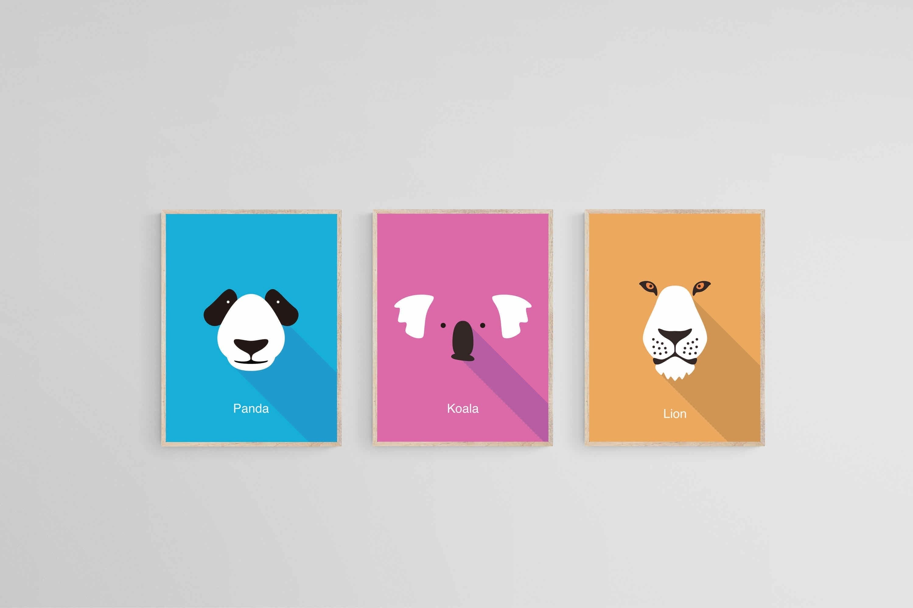 Learning Animals Set of 3-Wall_Art-45 x 60cm (x3)-Mounted Canvas-Wood-Pixalot