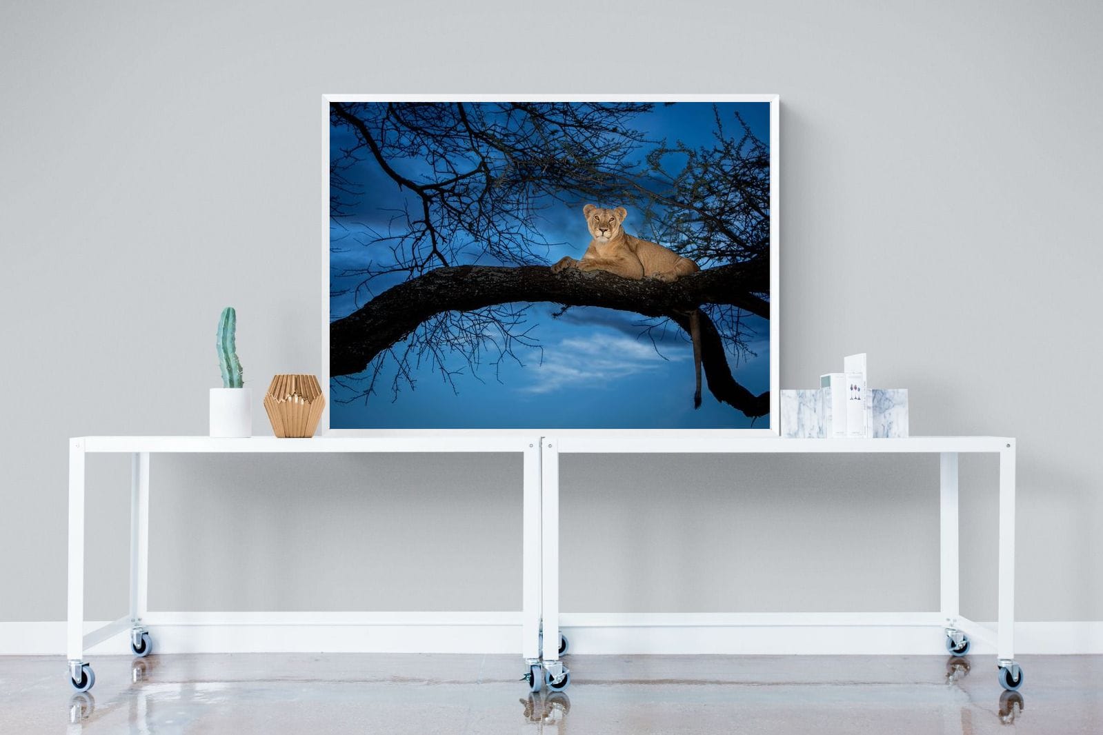 Lion at Dusk-Wall_Art-120 x 90cm-Mounted Canvas-White-Pixalot